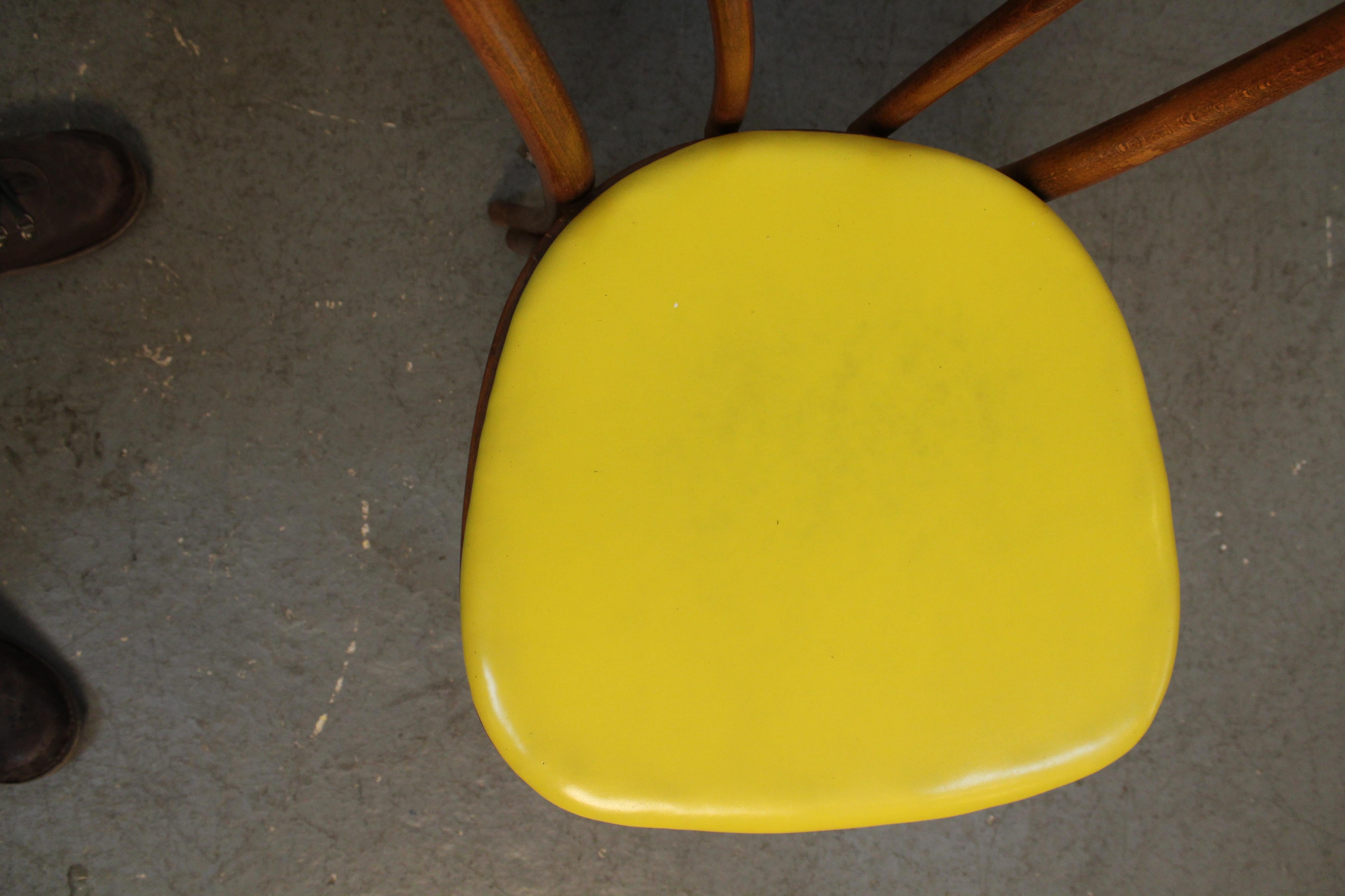 20th Century Vintage Mustard Leatherette Bentwood Bistro Chairs after Thonet For Sale