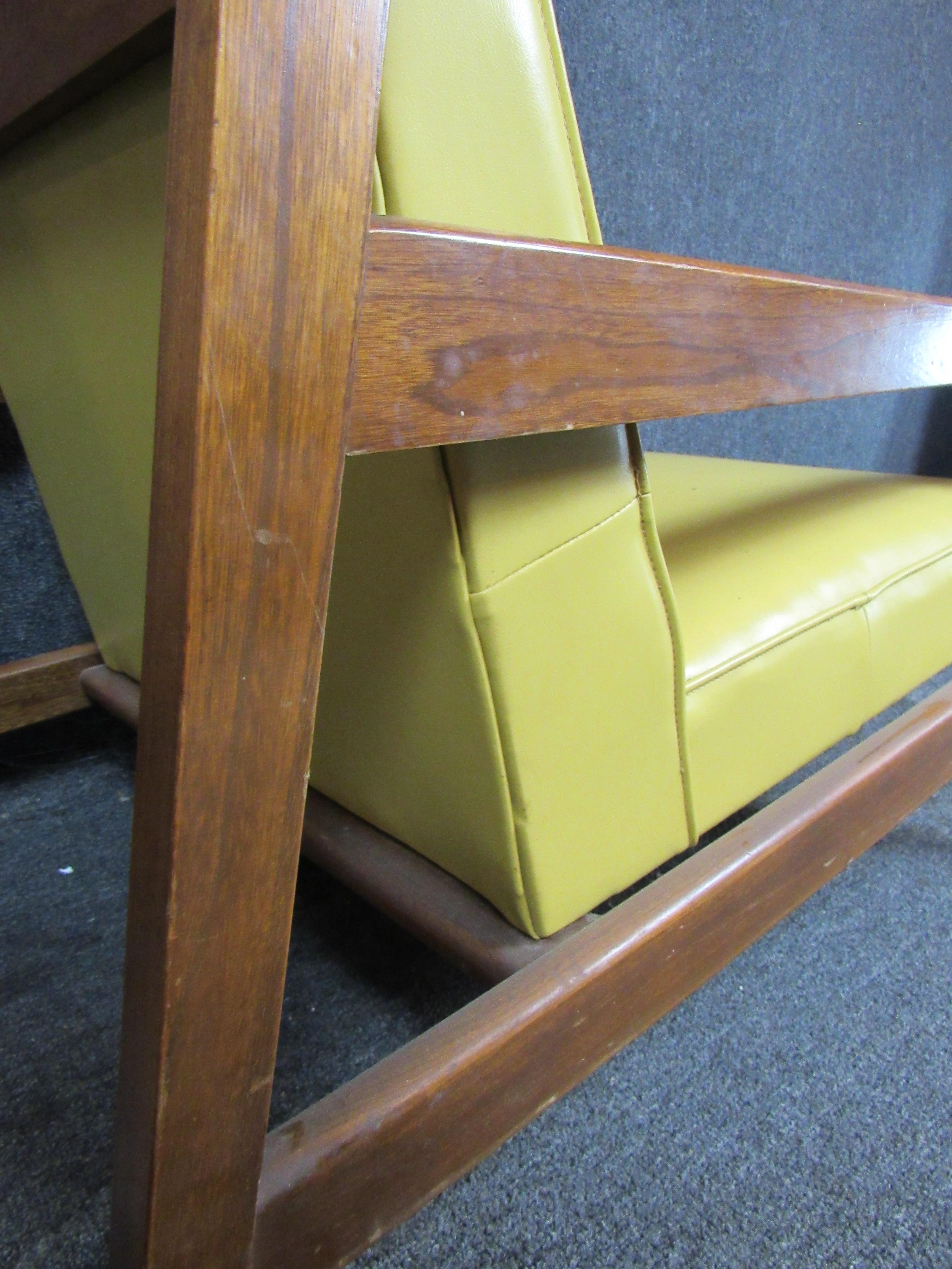 Vintage Mustard & Walnut Midcentury Lounge Chair 6