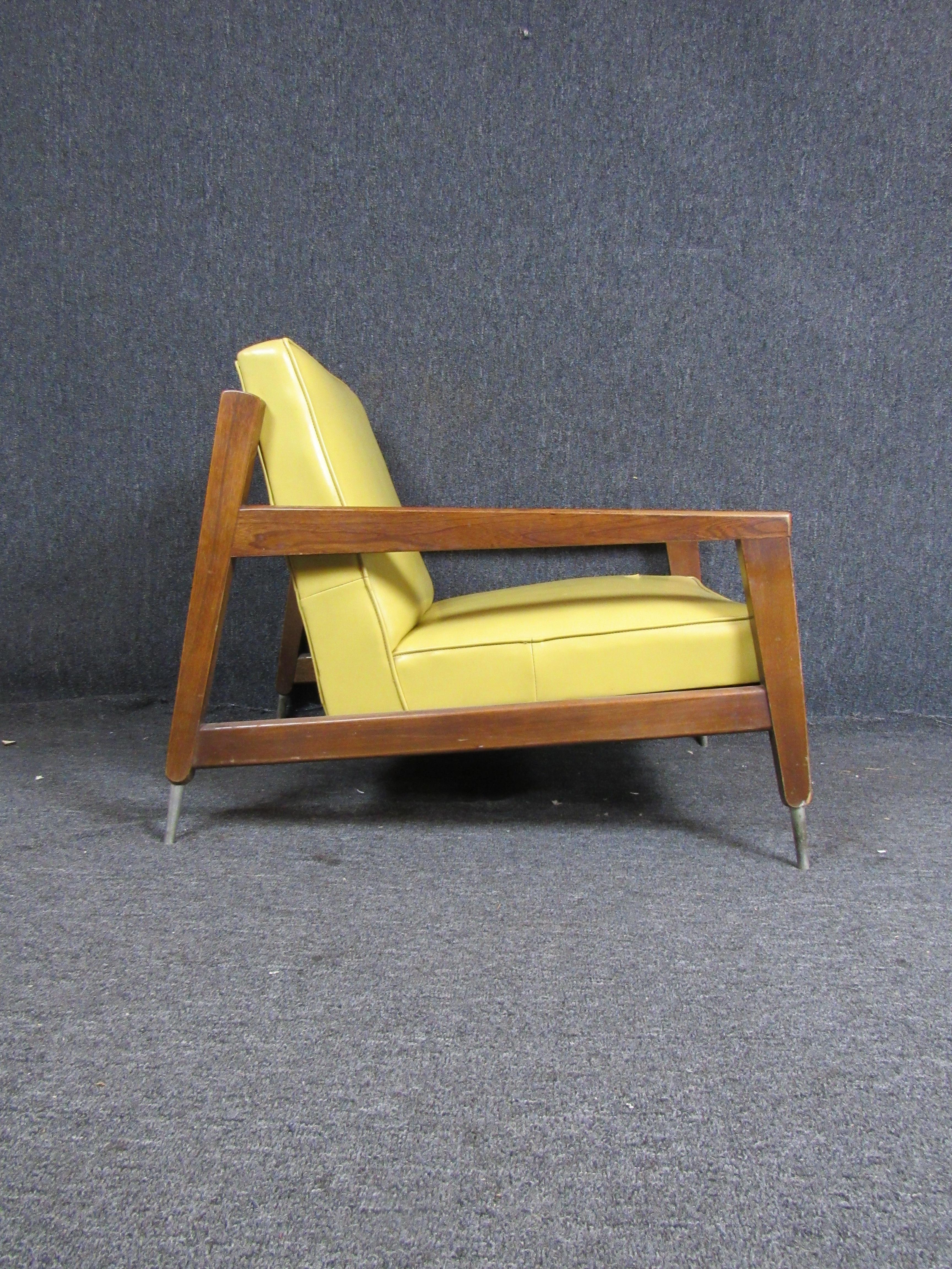 American Vintage Mustard & Walnut Midcentury Lounge Chair
