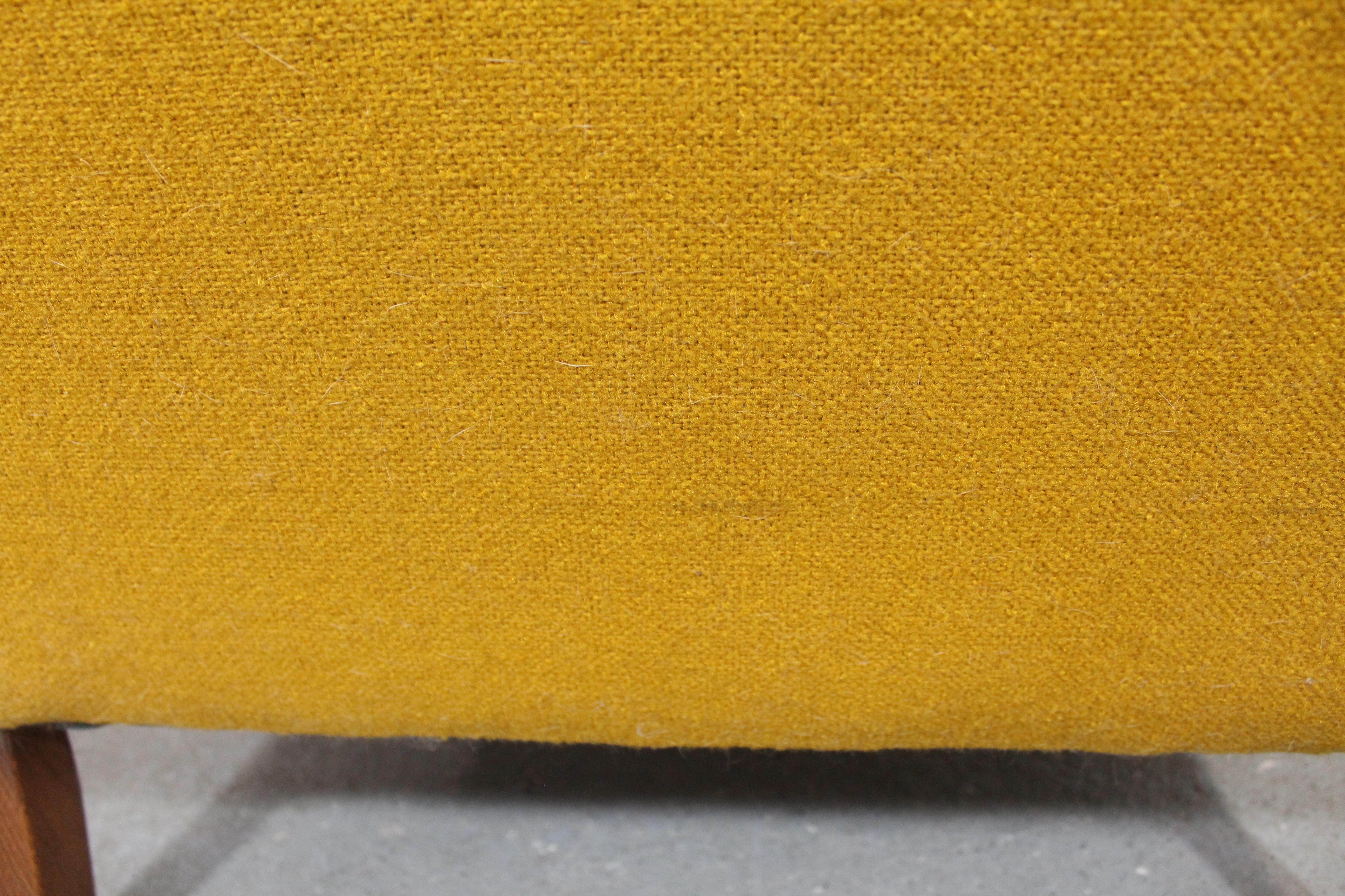 Vintage Mid Century Fireside Wing Back Chair Mustard Yellow  1