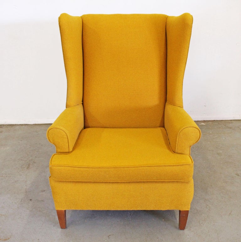 Vintage Mid Century Fireside Wing Back Chair Mustard Yellow at 1stDibs