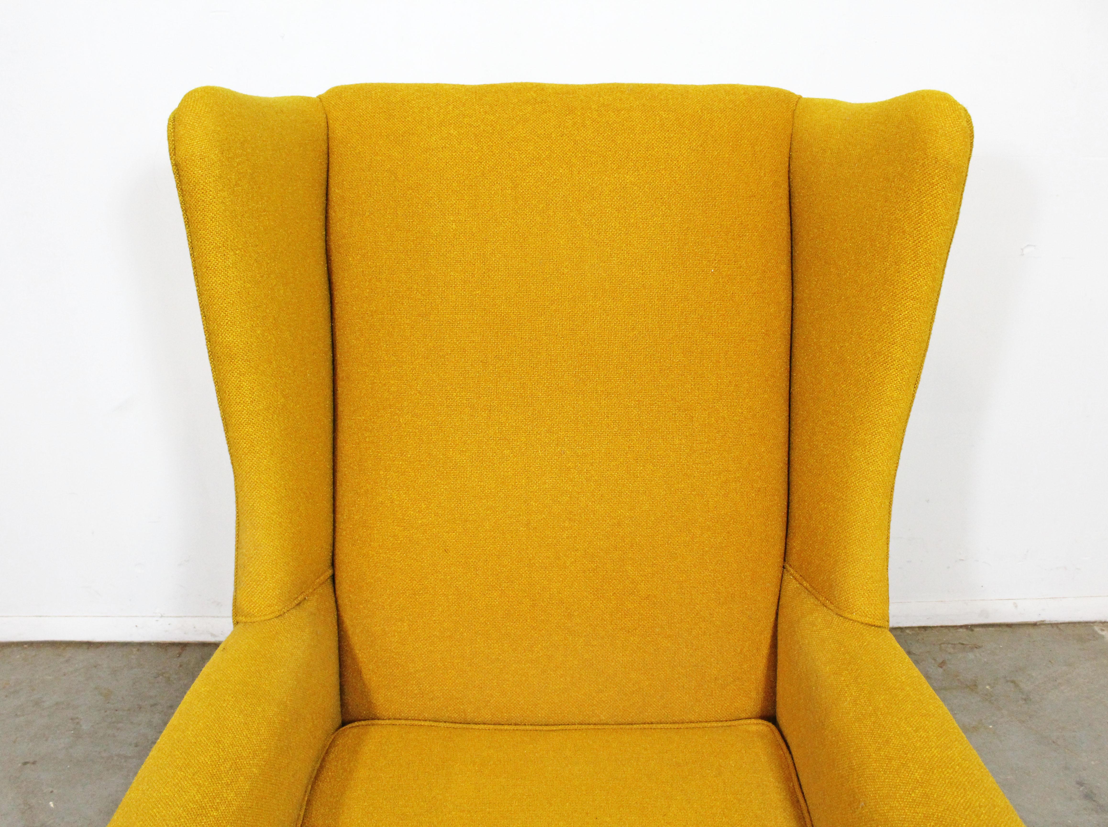 Federal Vintage Mid Century Fireside Wing Back Chair Mustard Yellow 