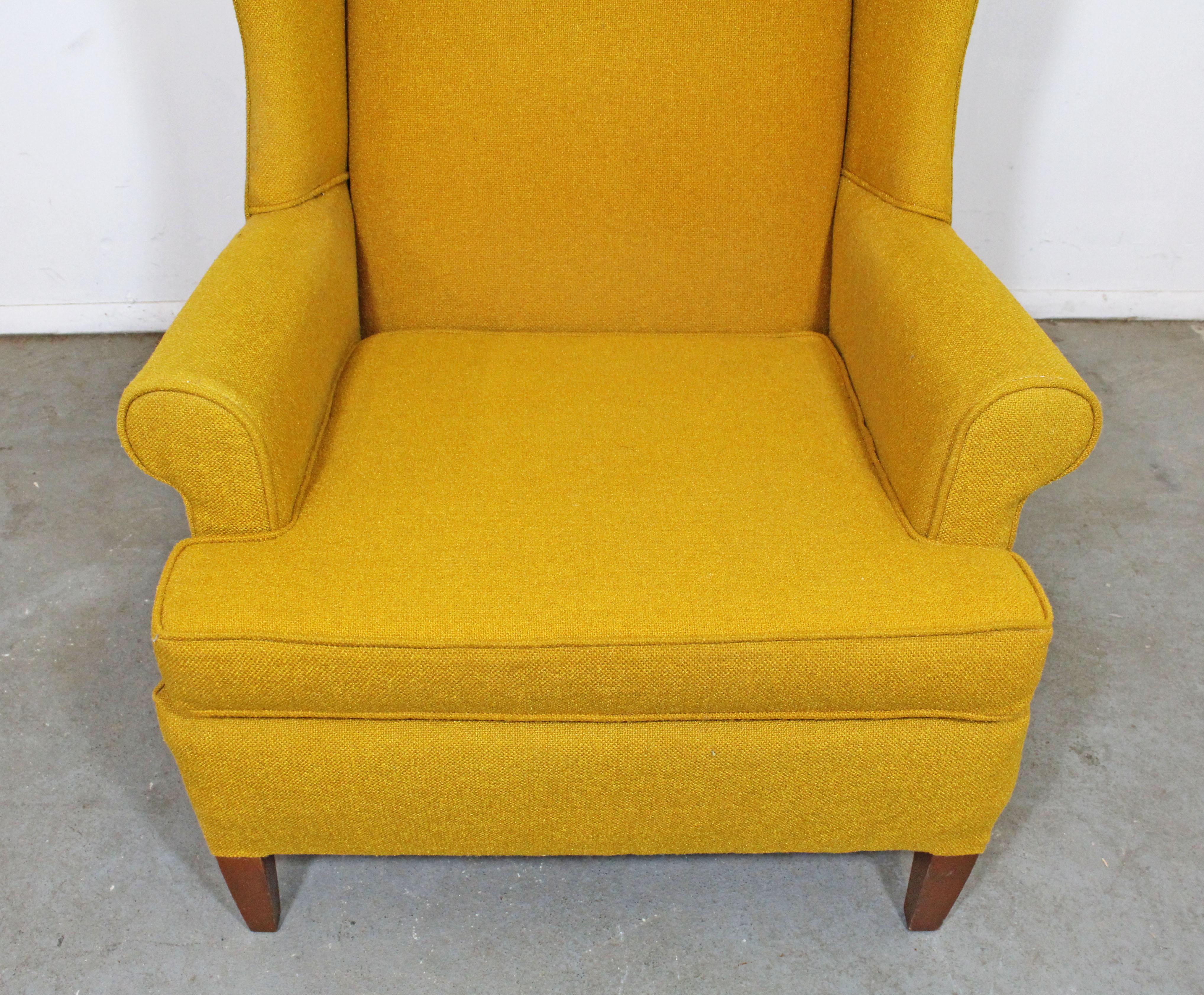 American Vintage Mid Century Fireside Wing Back Chair Mustard Yellow 