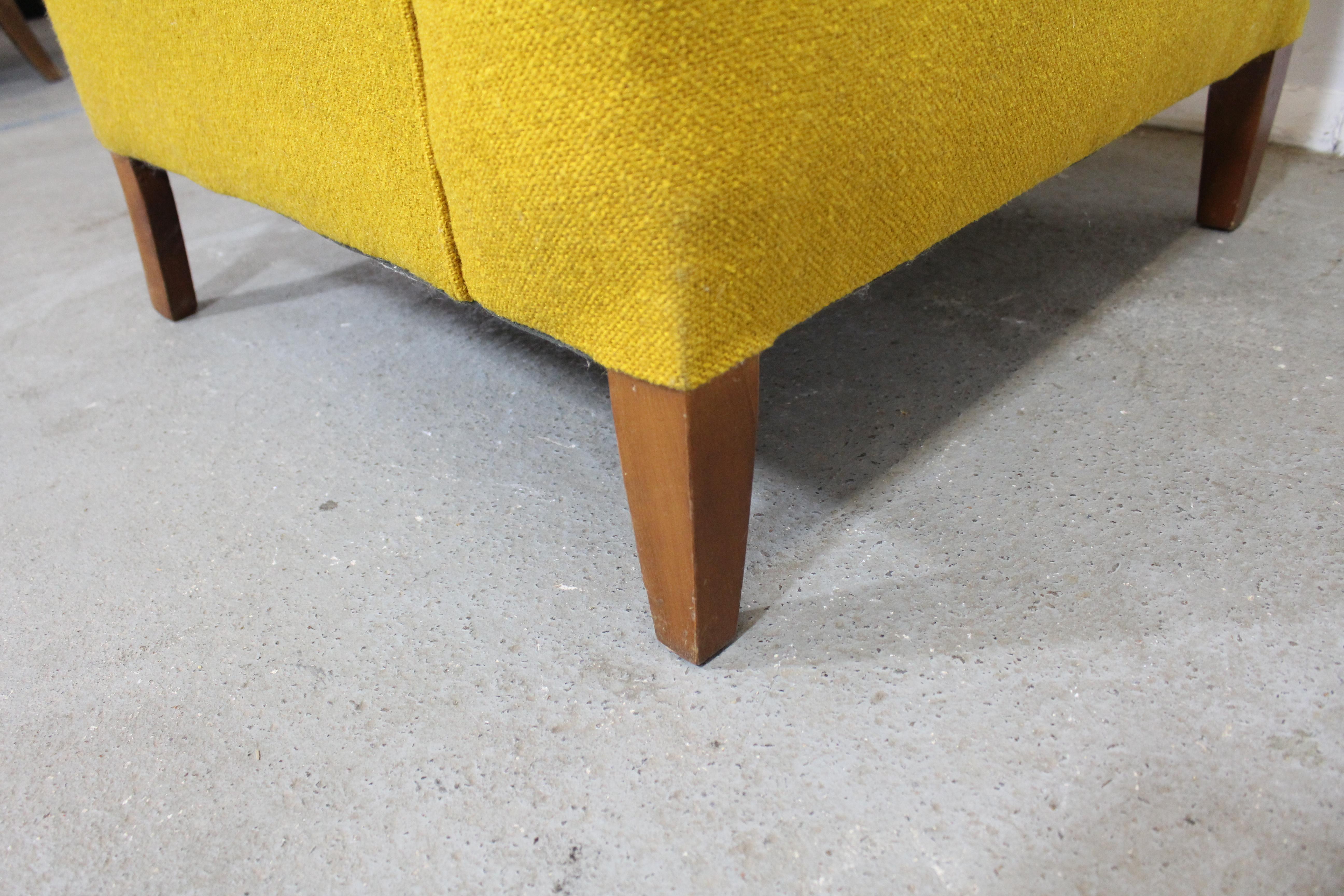 20th Century Vintage Mid Century Fireside Wing Back Chair Mustard Yellow 
