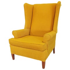 Vintage Mid Century Fireside Wing Back Chair Mustard Yellow