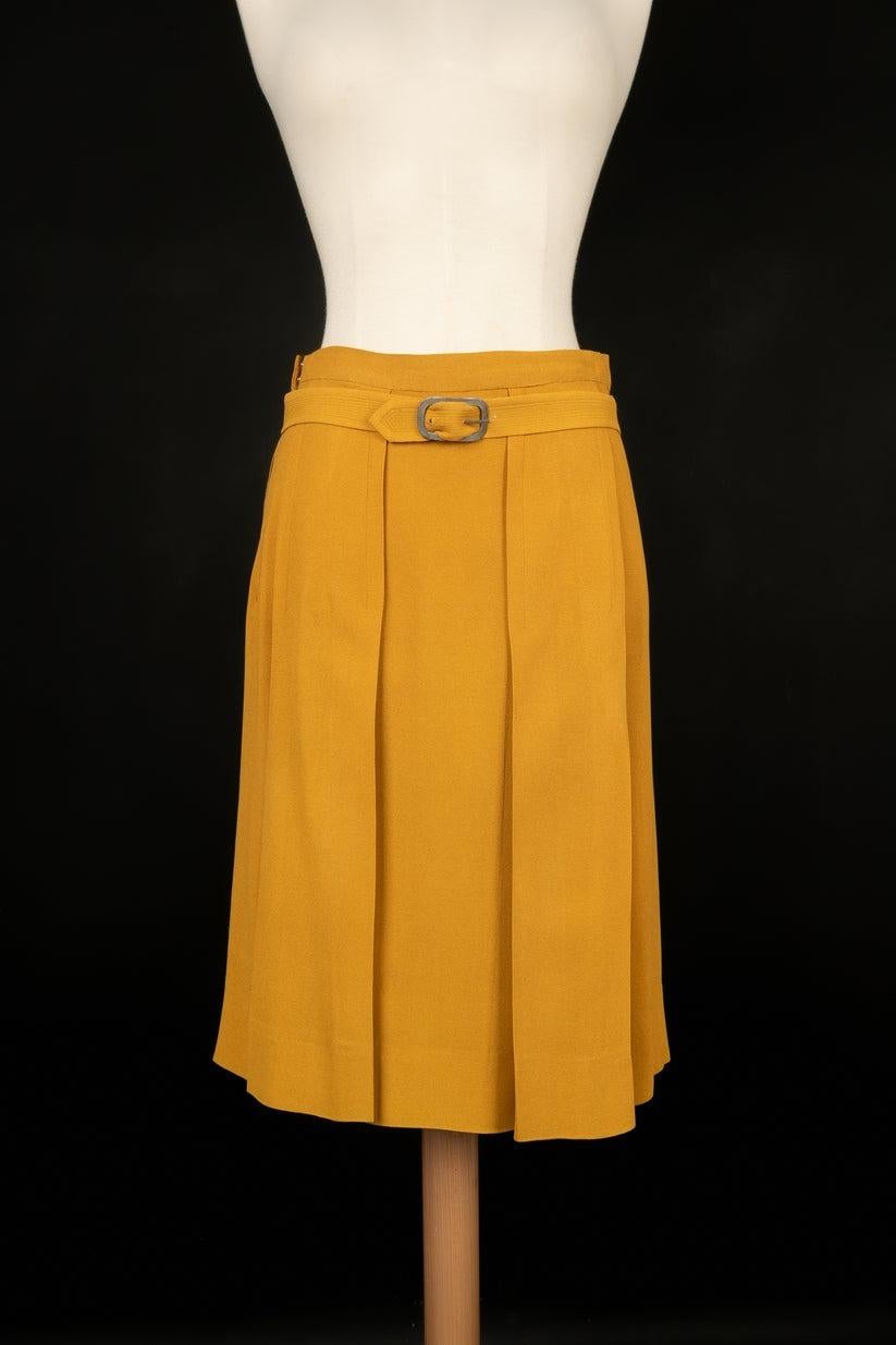 Vintage Mustard-Yellow Tone Crepe Set, 1940s For Sale 3