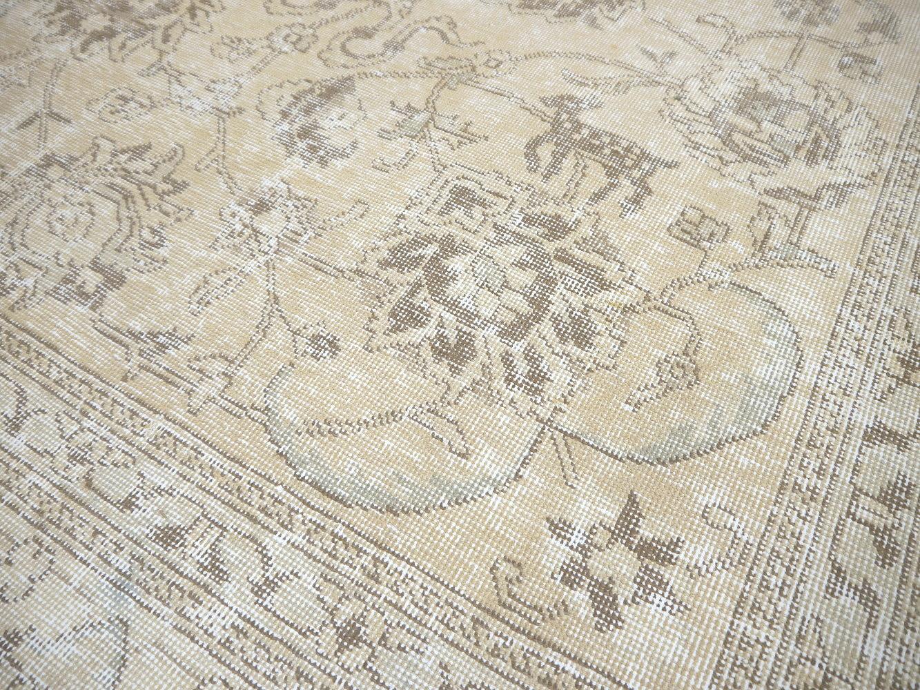Mid-20th Century Vintage Muted Rug Classic Rug Gray Beige Brown Hand Knotted Neutral Tabriz For Sale