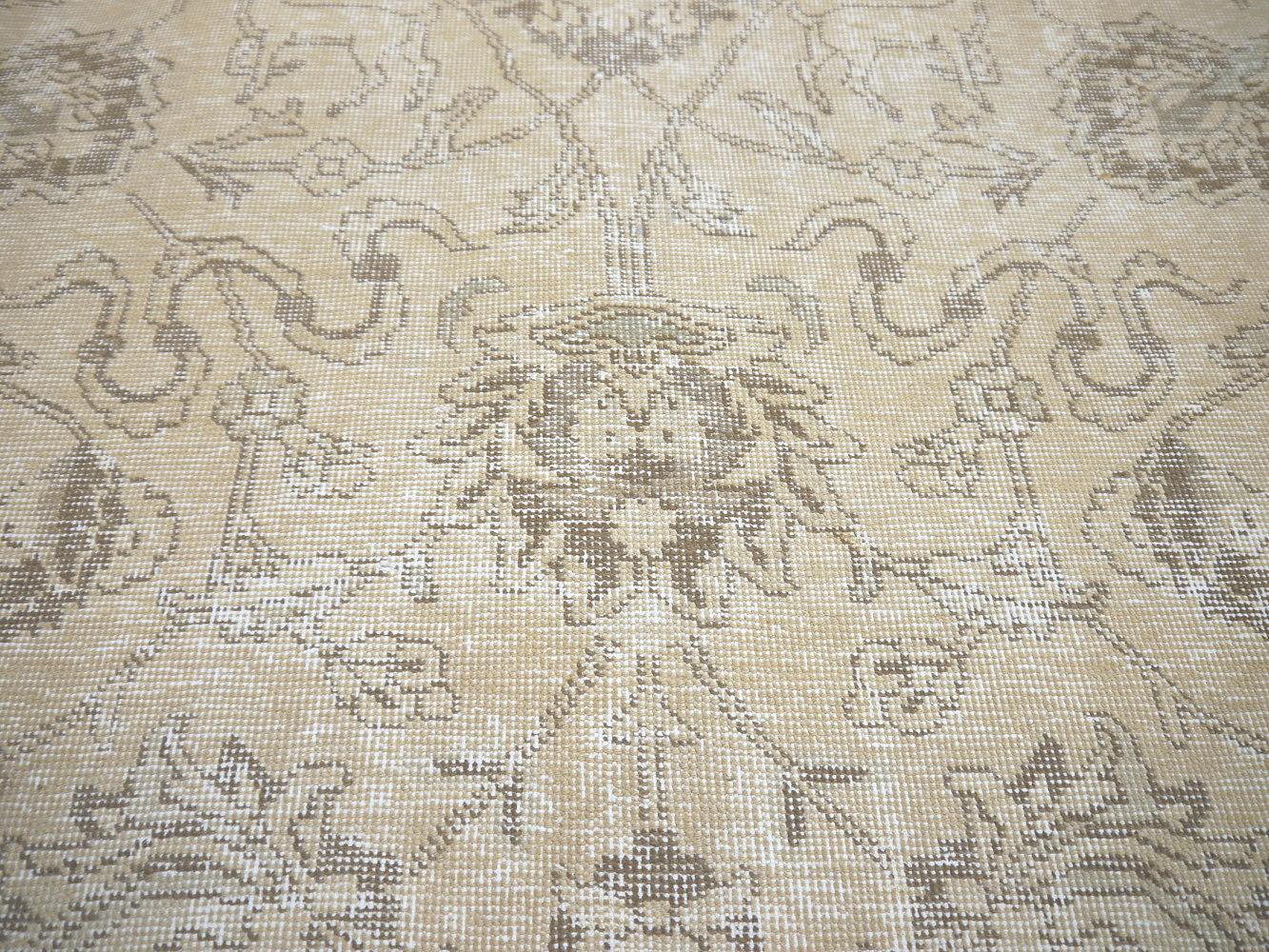 Wool Vintage Muted Rug Classic Rug Gray Beige Brown Hand Knotted Neutral Tabriz For Sale