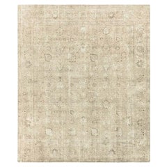 Retro Muted Rug Classic Rug Gray Beige Brown Hand Knotted Neutral Tabriz