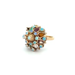 Vintage Mutli Gemstone and Opal Gold Bombay Ring
