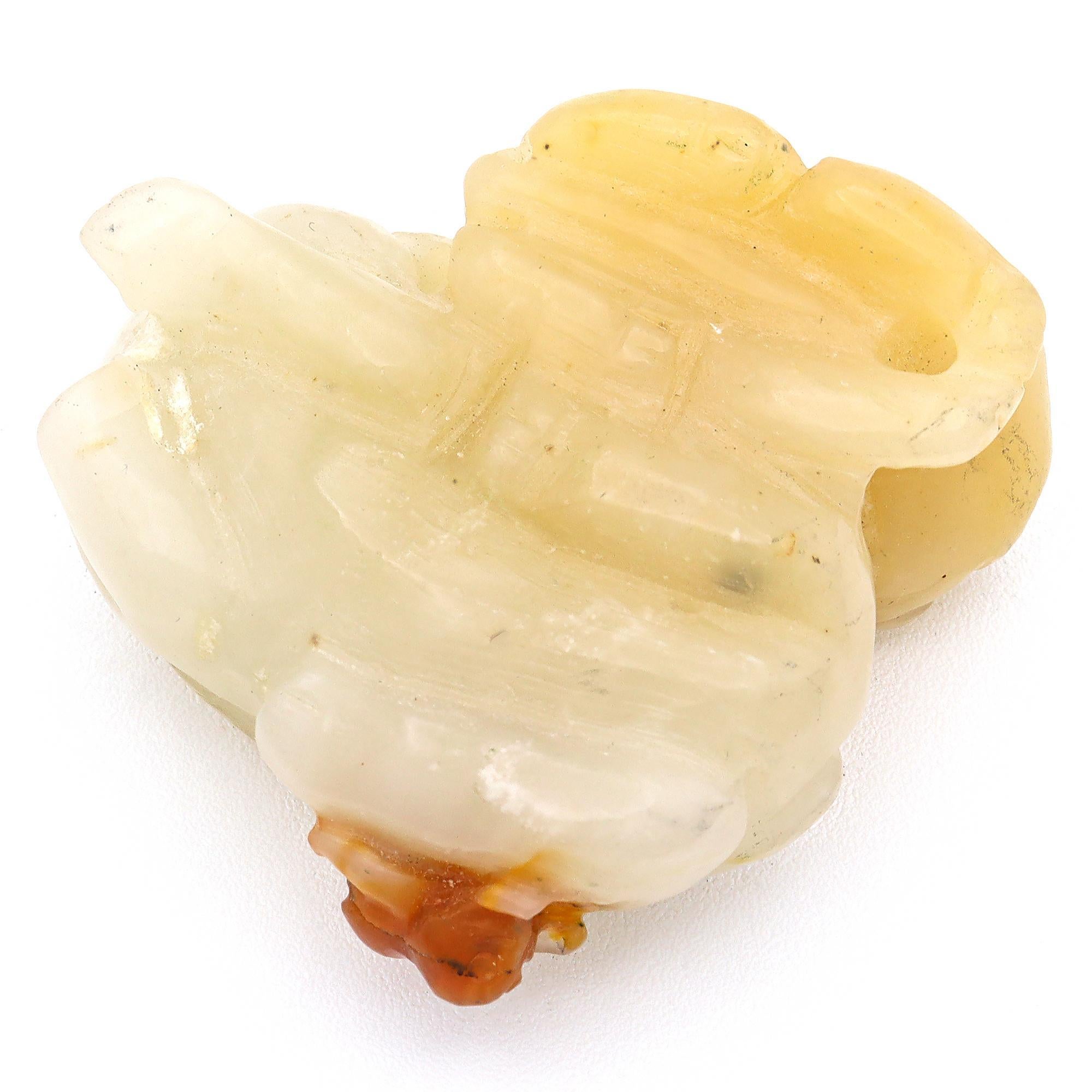 Vintage Mutton Fat Jade Chinese Carved Bixie Dragon Foo Dog Figurine For Sale 1