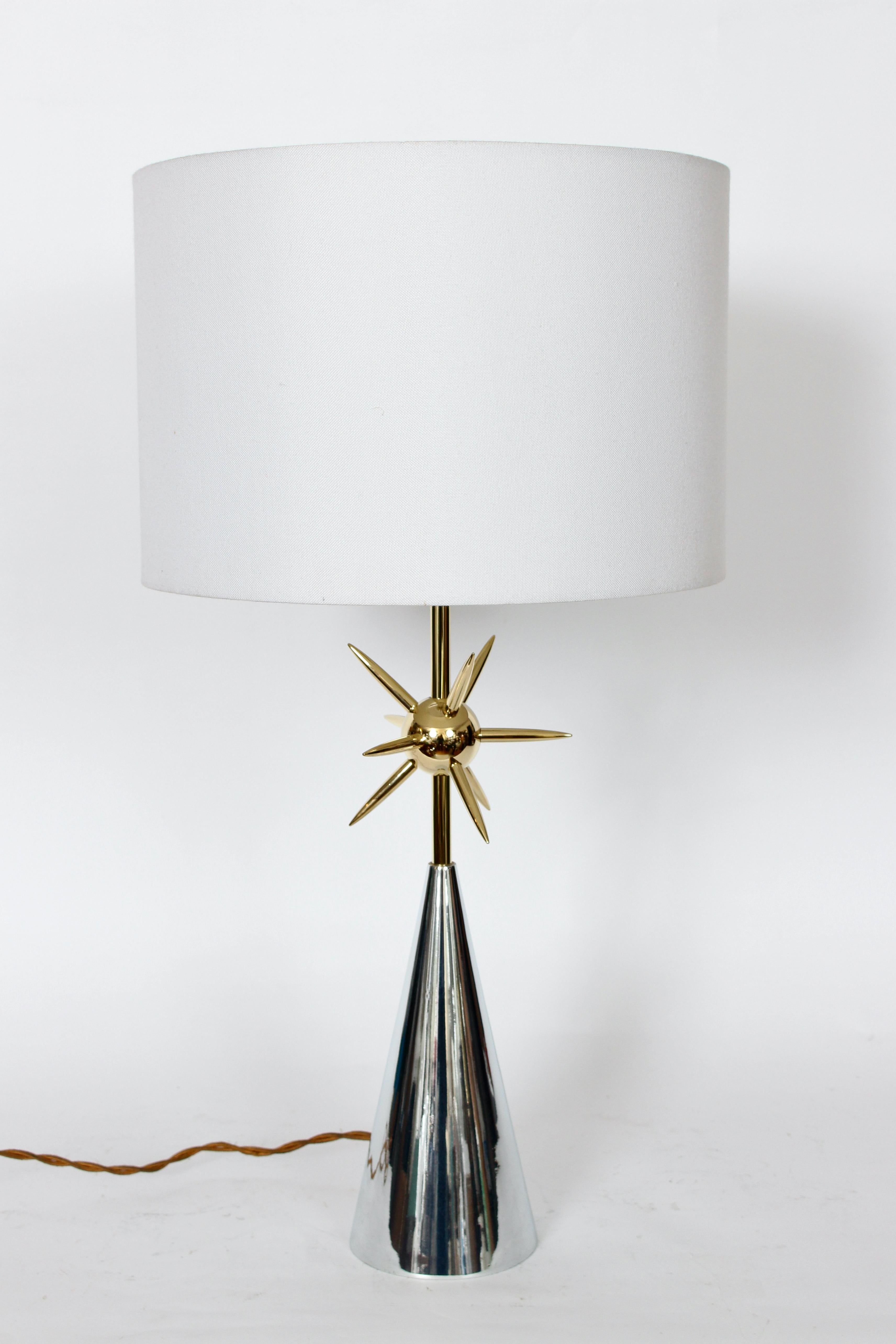 Mid-Century Modern Vintage Mutual Sunset Lamp Co. Atomic Sputnik Polished Metals Table Lamp, 1950's For Sale