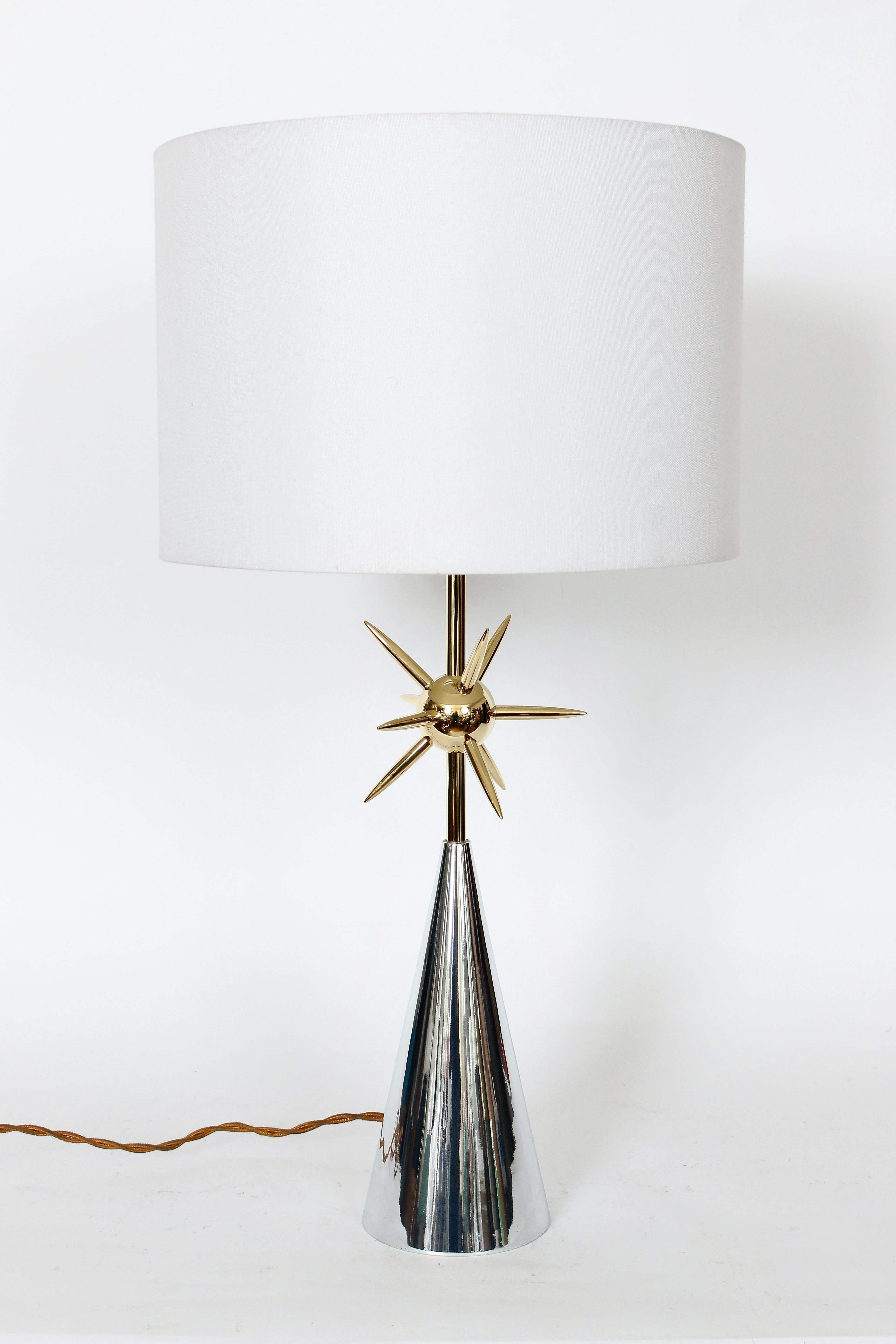 American Vintage Mutual Sunset Lamp Co. Atomic Sputnik Polished Metals Table Lamp, 1950's For Sale