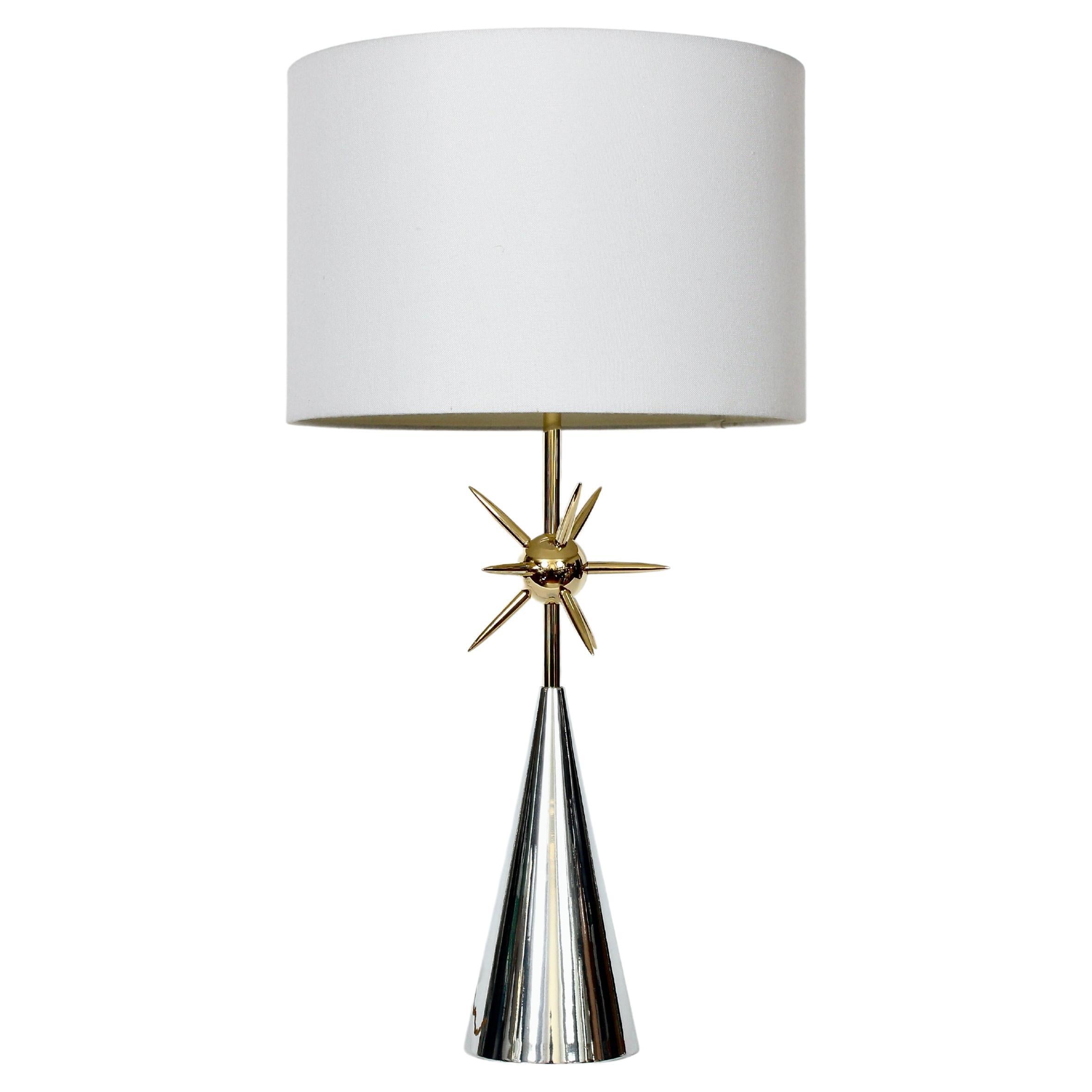 Laurel Lamp Co. Atomic Sputnik Polished Chrome & Brass Table Lamp, C. 1970
