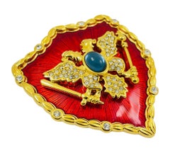 Vintage MVH MICHAELA VON HABSBURG Romanov Coats Of Arms gold sapphire enamel bro