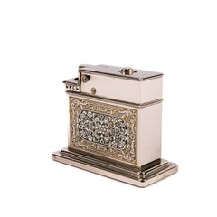 Vintage Myflam Chrome Enameled Table Lighter Square base 1950s
