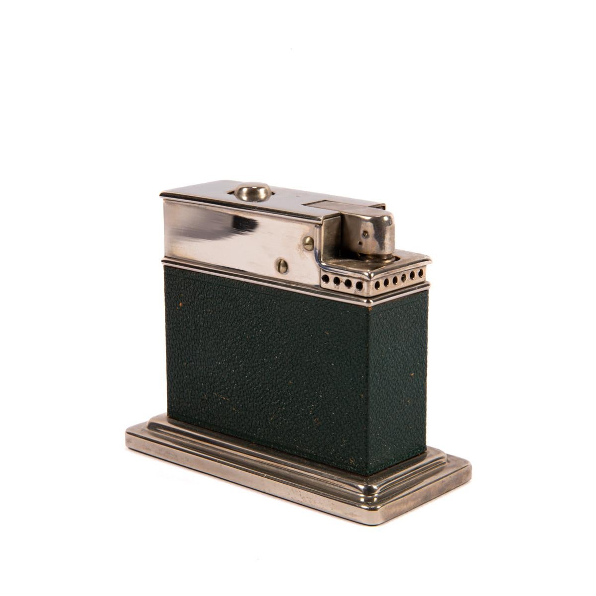 Vintage Myflam Chrom-Leder-Tischleuchter, quadratischer Sockel, 1950er Jahre im Zustand „Relativ gut“ im Angebot in DELFT, NL