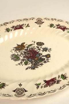 Vieille assiette de service ovale Bouquet de Myott, Staffordshire, Angleterre