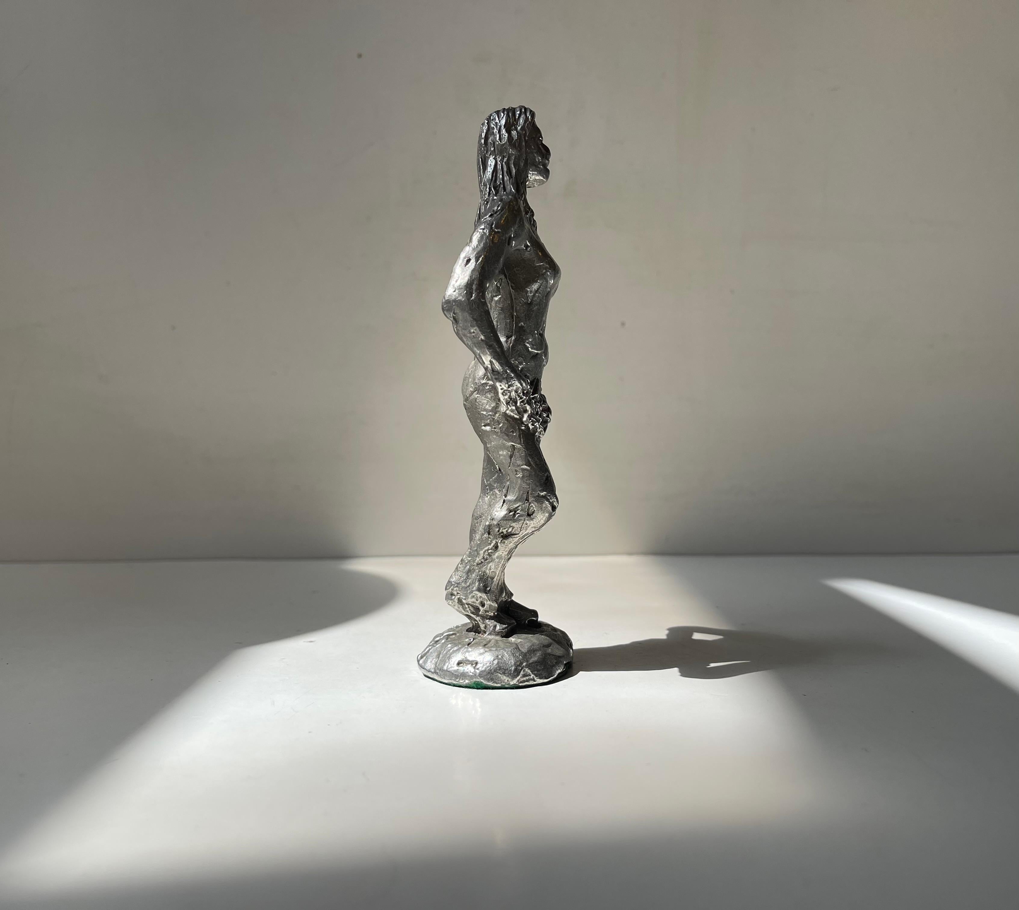 Sculpture féminine Myron en étain plaqué argent, années 1980 Bon état - En vente à Esbjerg, DK