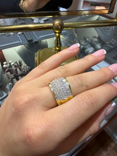 Vintage Mystery Set 18K Gold Invisible Set Princess Cut Diamond Dome Ring 4.96ct