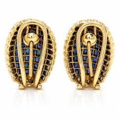 Vintage Mystery-Set Sapphire and Diamond Earrings in 18K Yellow Gold