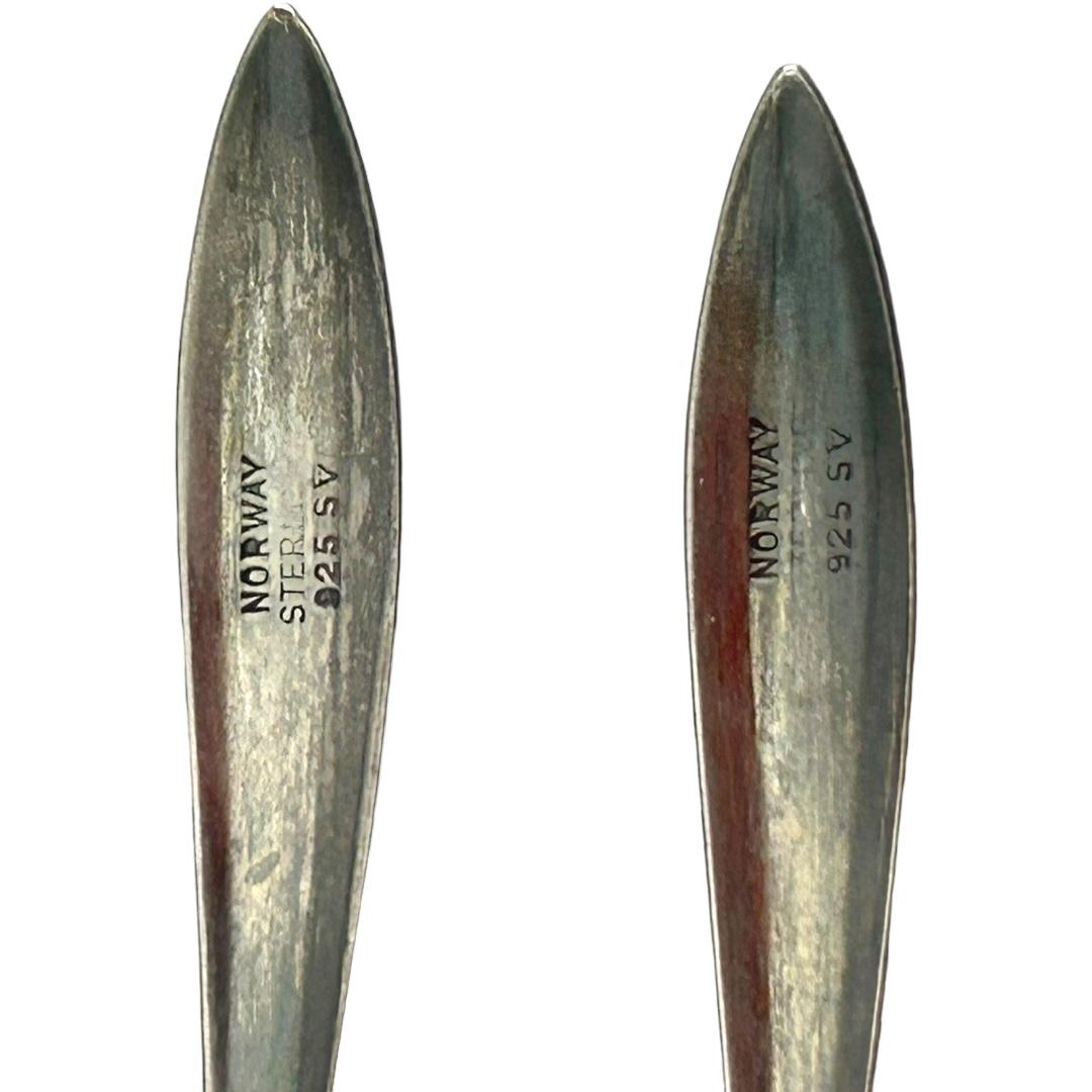 Demitasse-Löffel aus Sterlingsilber und Emaille, N M Thune Norwegen (6), Vintage im Angebot 1