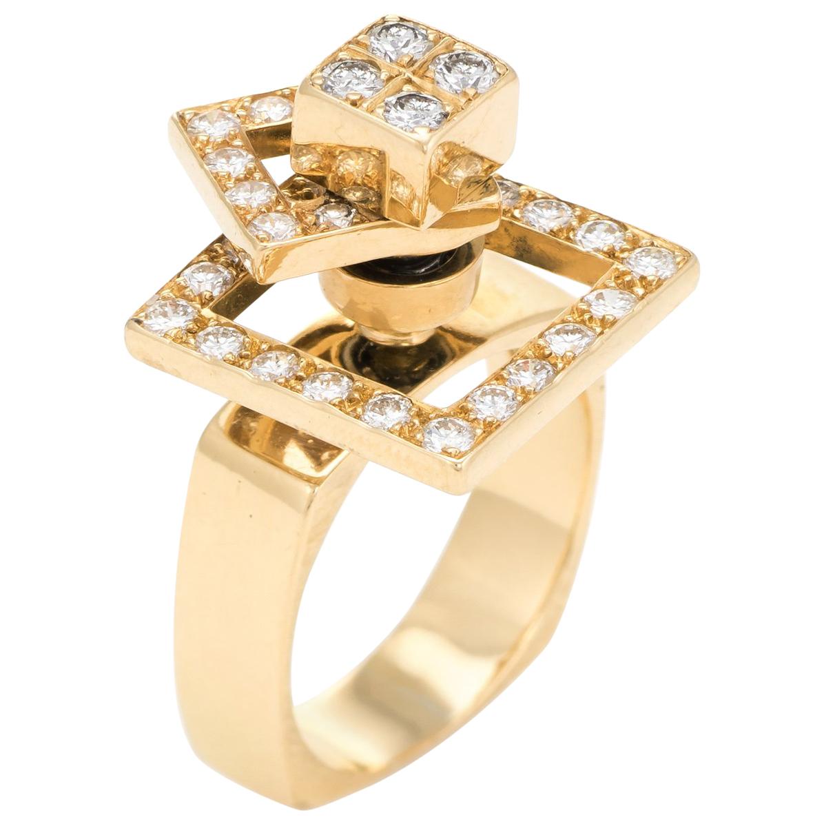 Vintage N Teufel Diamond Spinner Ring 18k Gold Motion Jewelry Swinger