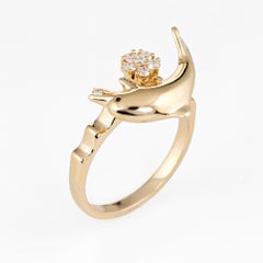 N Teufel Dolphin Diamond Spinner Ring 18 Karat Gold Motion circa 1987 Ocean