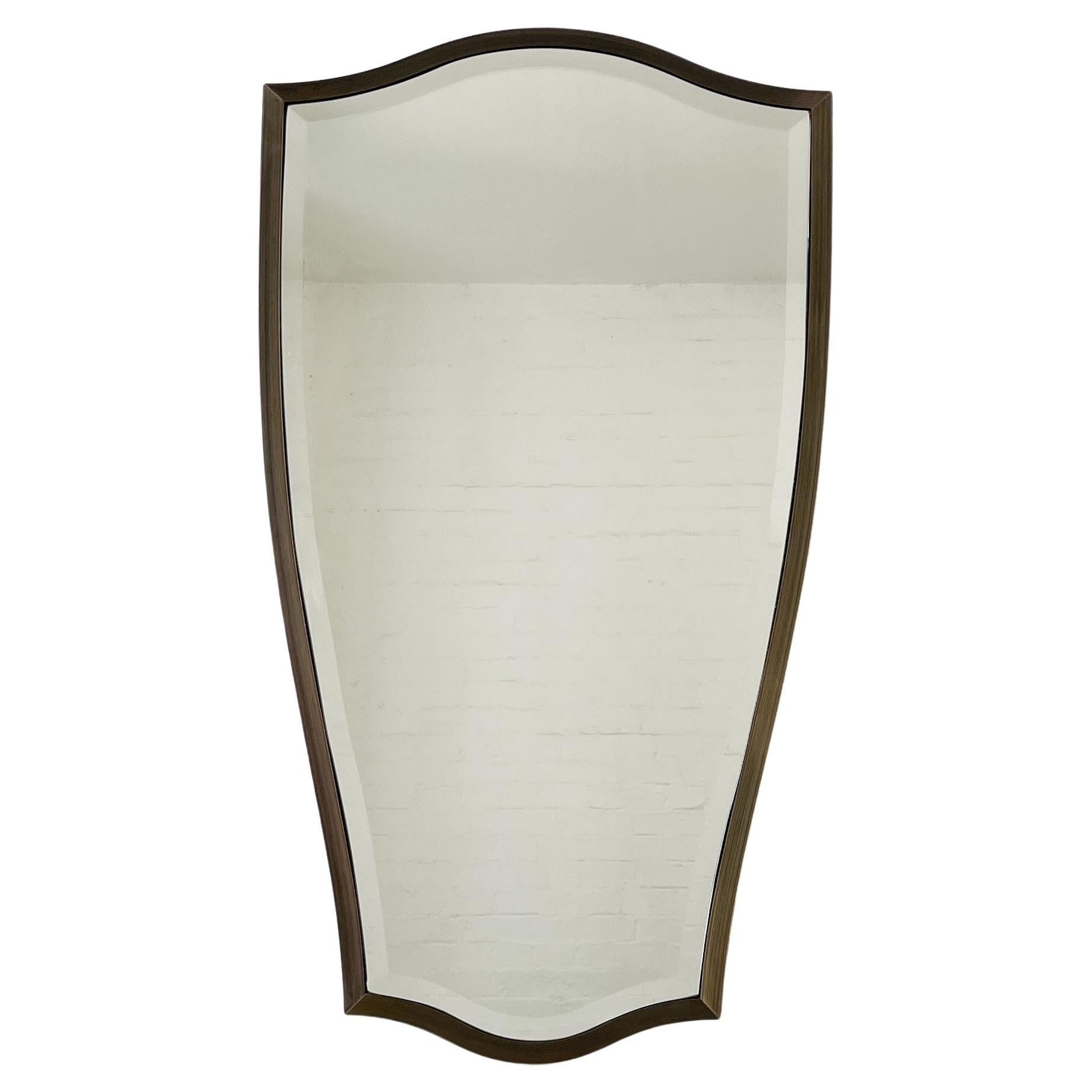 Vintage N.7 Freeform Beveled Mirror with Bronze Patina Brass Frame