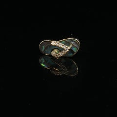 Vintage Na Hoku 14K Gold Diamond Abalone Flip Flop Pendant Charm Hawaii 2.5g