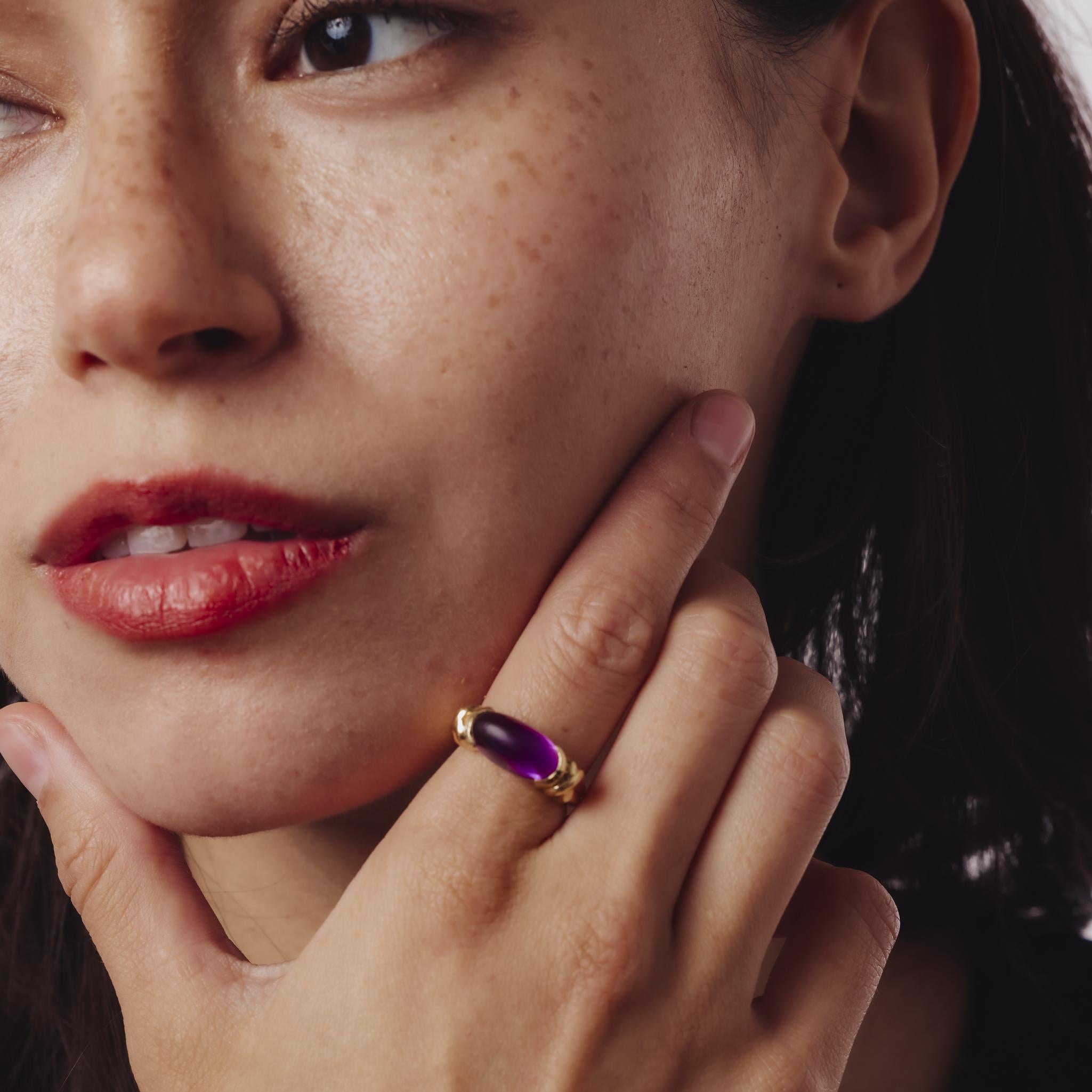 Contemporain Bague Vintage Nabco 4.40 carat améthyste 14k or jaune en vente