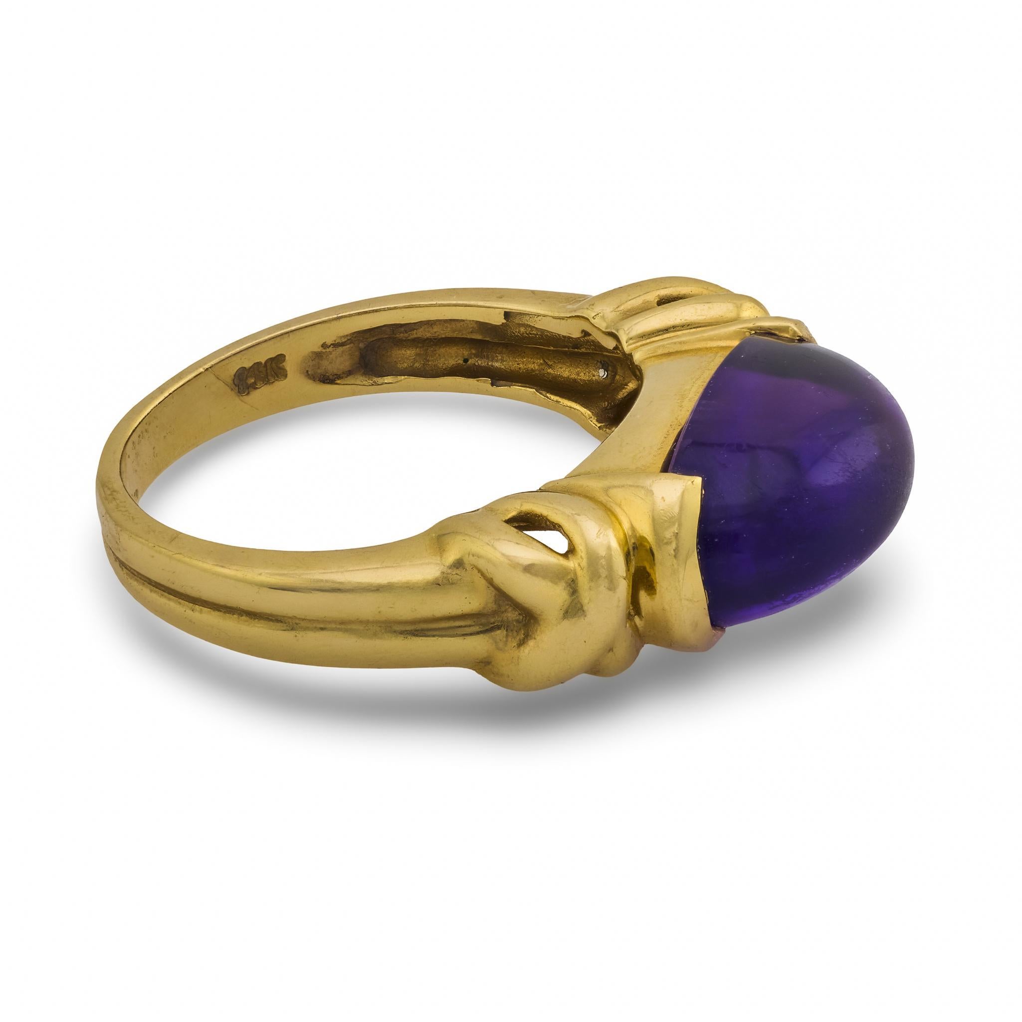 Bague Vintage Nabco 4.40 carat améthyste 14k or jaune Bon état - En vente à Beverly Hills, CA