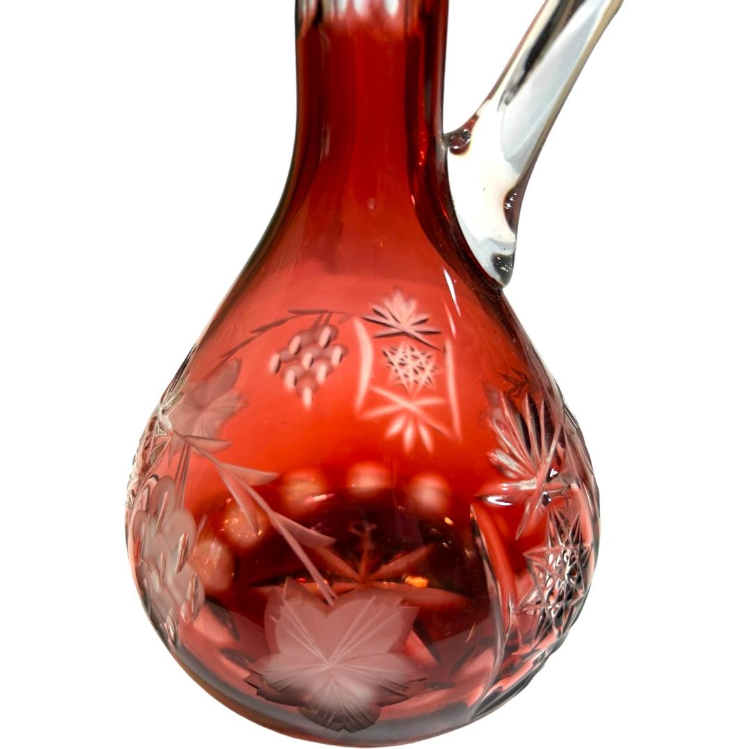 German Vintage Nachtmann Bavarian Cut Crystal Bohemian Style “Traube” Red Wine Carafe For Sale