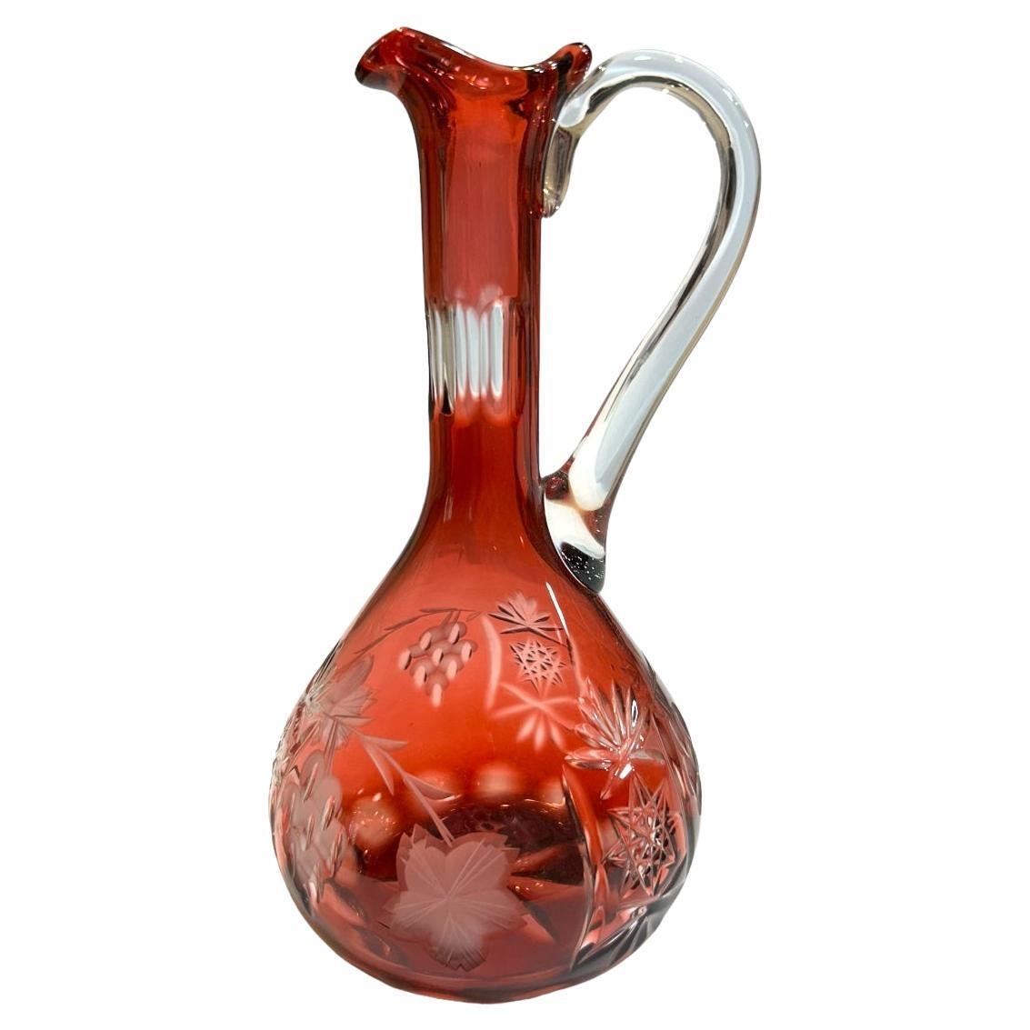 Vintage Nachtmann Bavarian Cut Crystal Bohemian Style “Traube” Red Wine Carafe For Sale