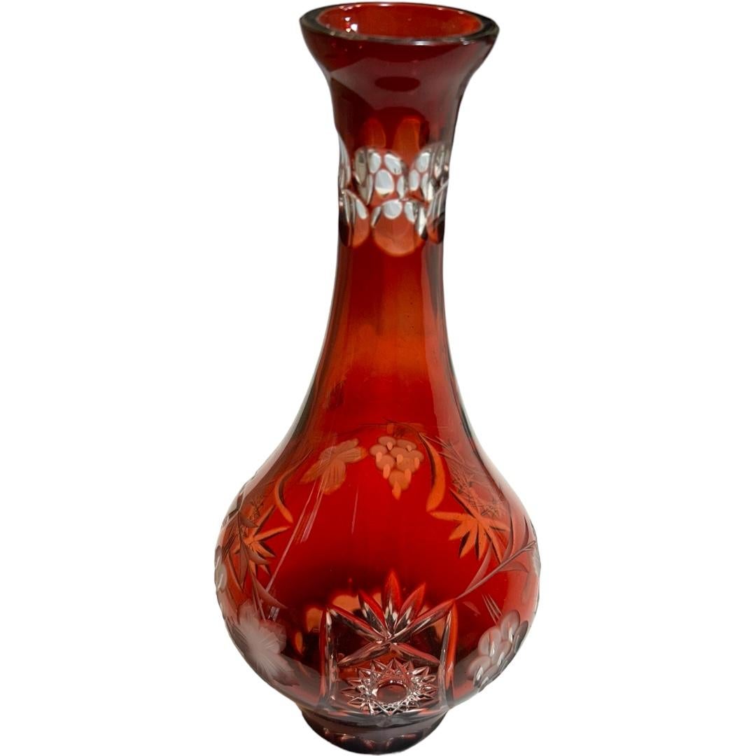 Vintage Nachtmann Bavarian Cut Crystal Bohemian Style “Traube” Red Wine Decanter In Good Condition For Sale In Naples, FL