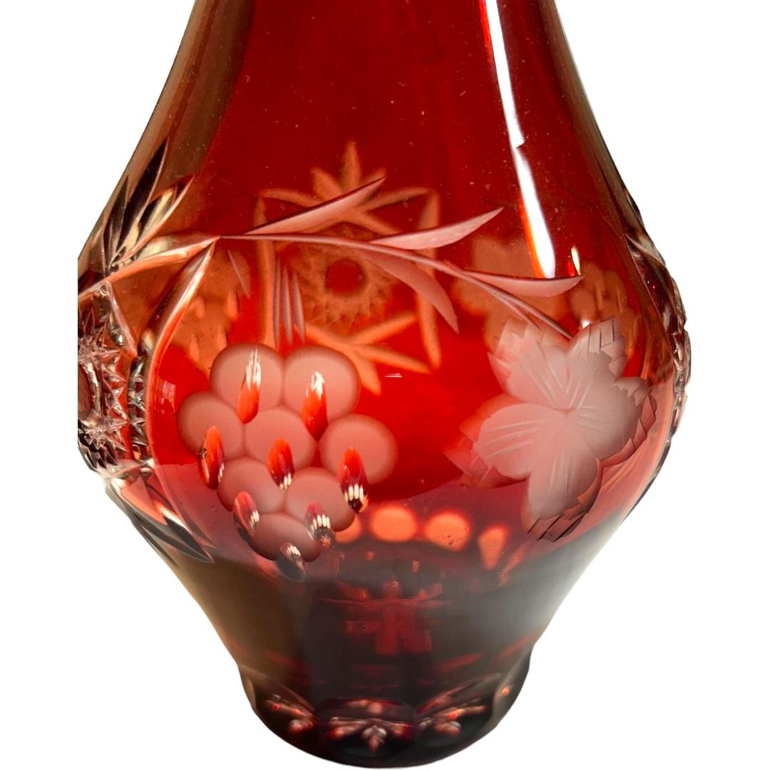 Vintage Nachtmann Bavarian Cut Crystal Bohemian Style “Traube” Red Wine Decanter For Sale 2