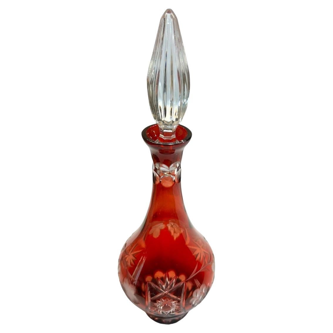 Vintage Nachtmann Bavarian Cut Crystal Bohemian Style “Traube” Red Wine Decanter For Sale