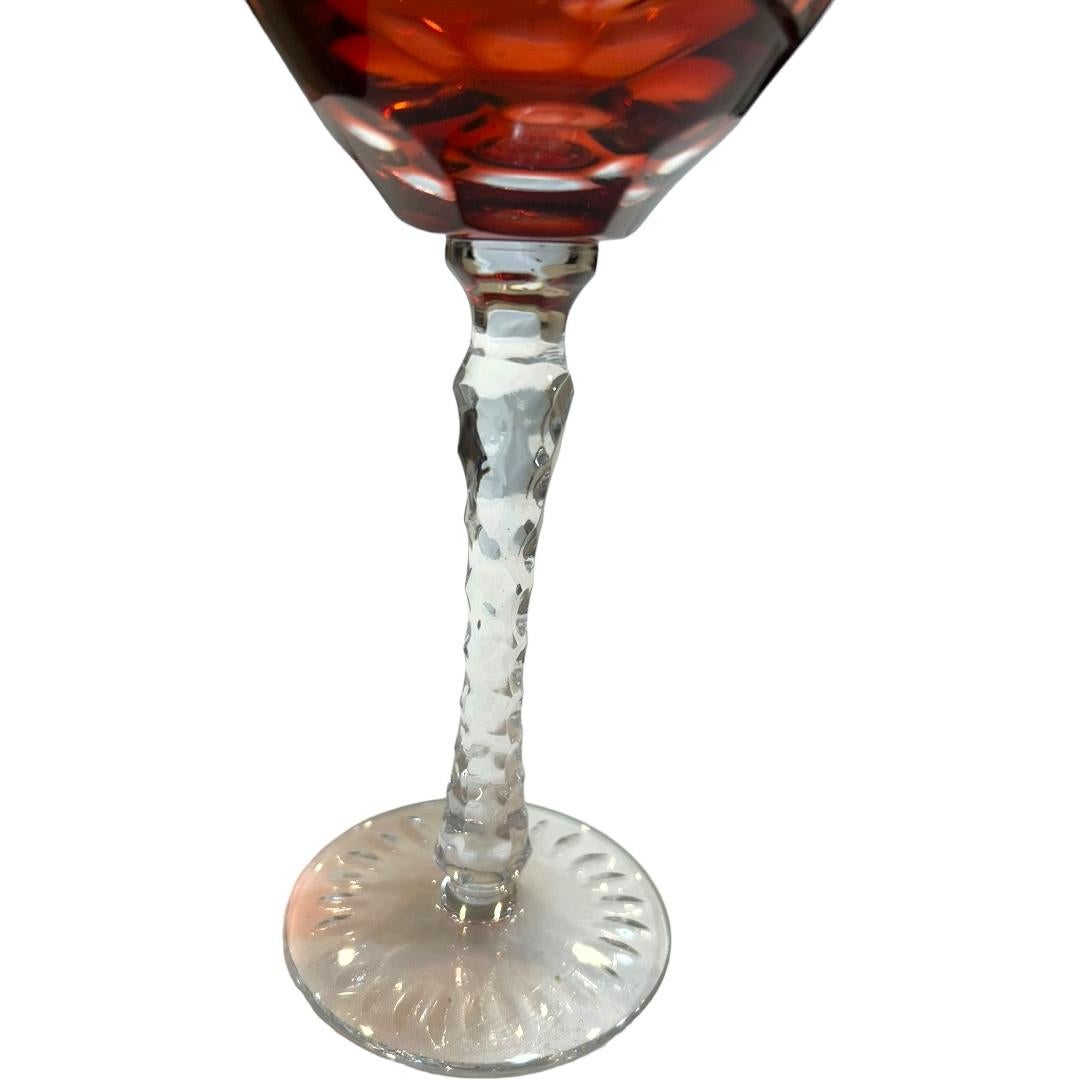 20th Century Vintage Nachtmann Bavarian Cut Crystal Bohemian Style “Traube” Wine Glasses (6) For Sale