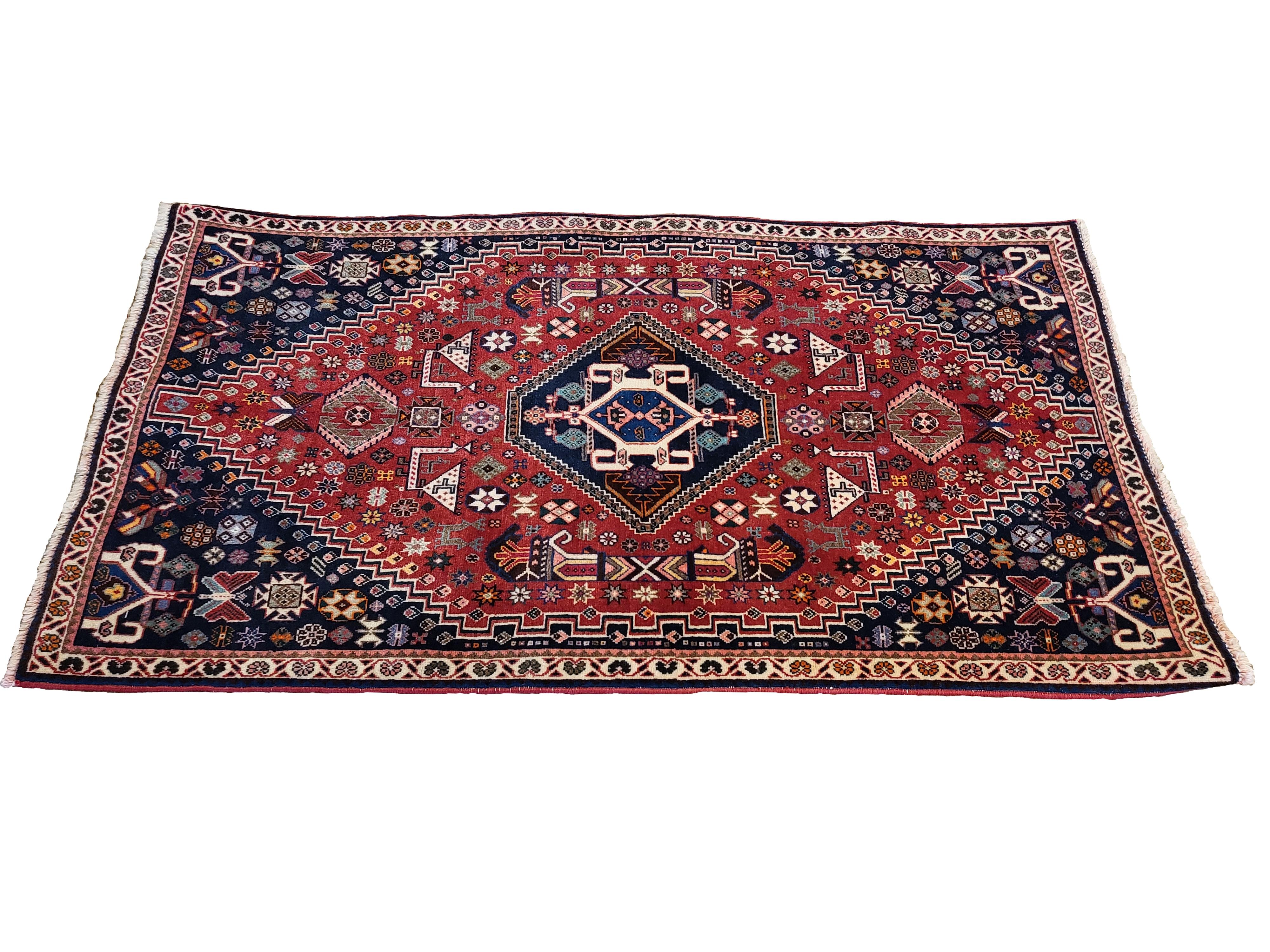 Vintage Nafar / Qashqai, Nomadic Persischer Teppich - 100% Kork (Lammfellwolle) (Handgeknüpft) im Angebot