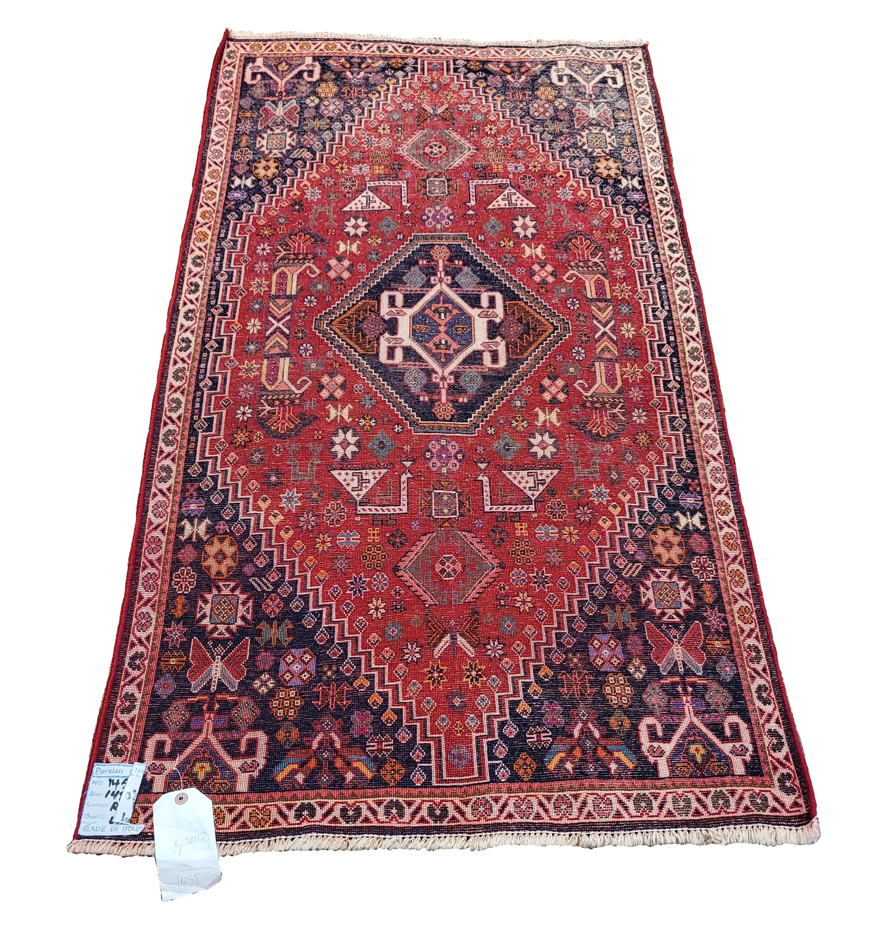 Vintage Nafar / Qashqai, Nomadic Persischer Teppich - 100% Kork (Lammfellwolle) im Zustand „Gut“ im Angebot in Blacksburg, VA