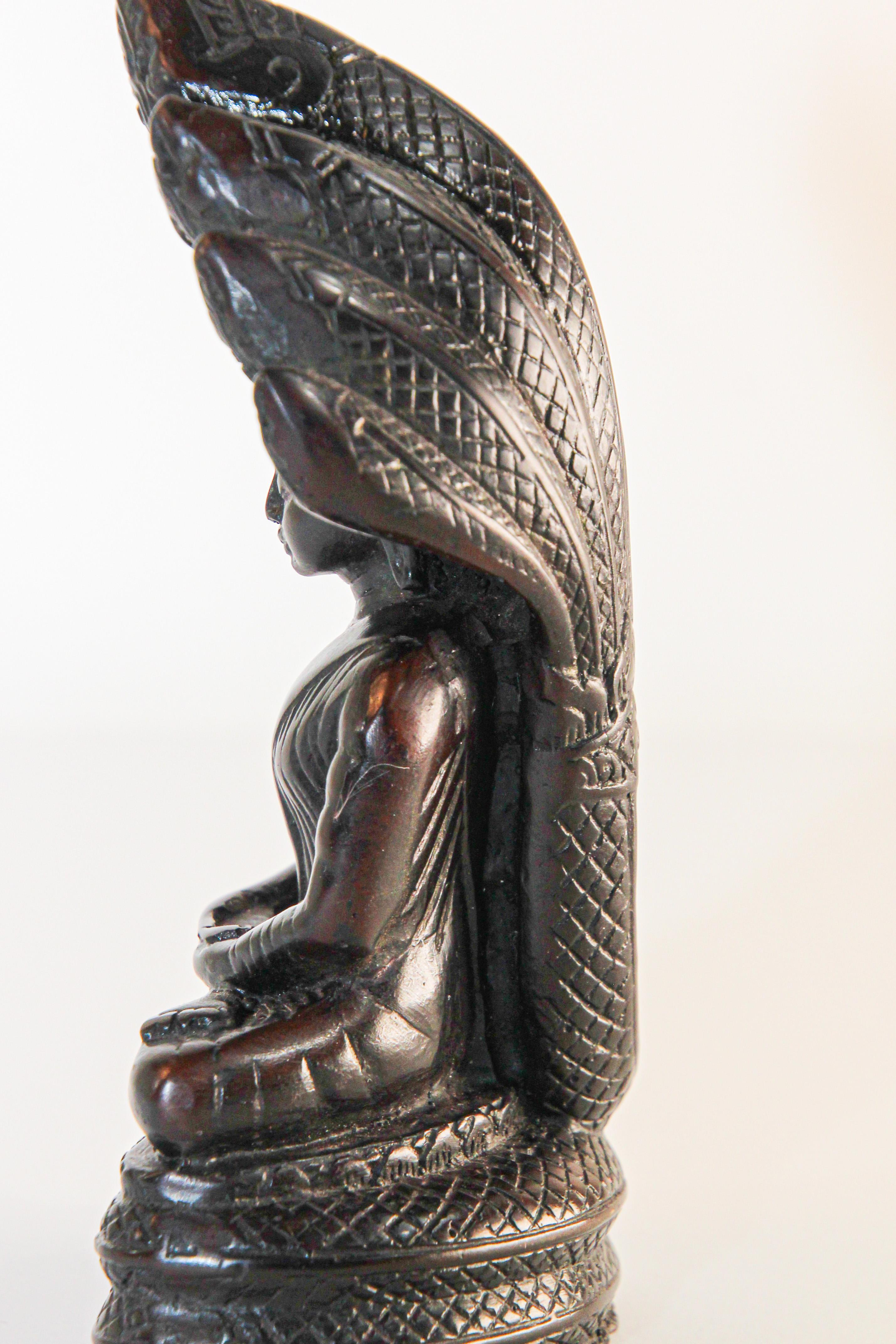 Folk Art Vintage Naga Meditating Buddha Statue 