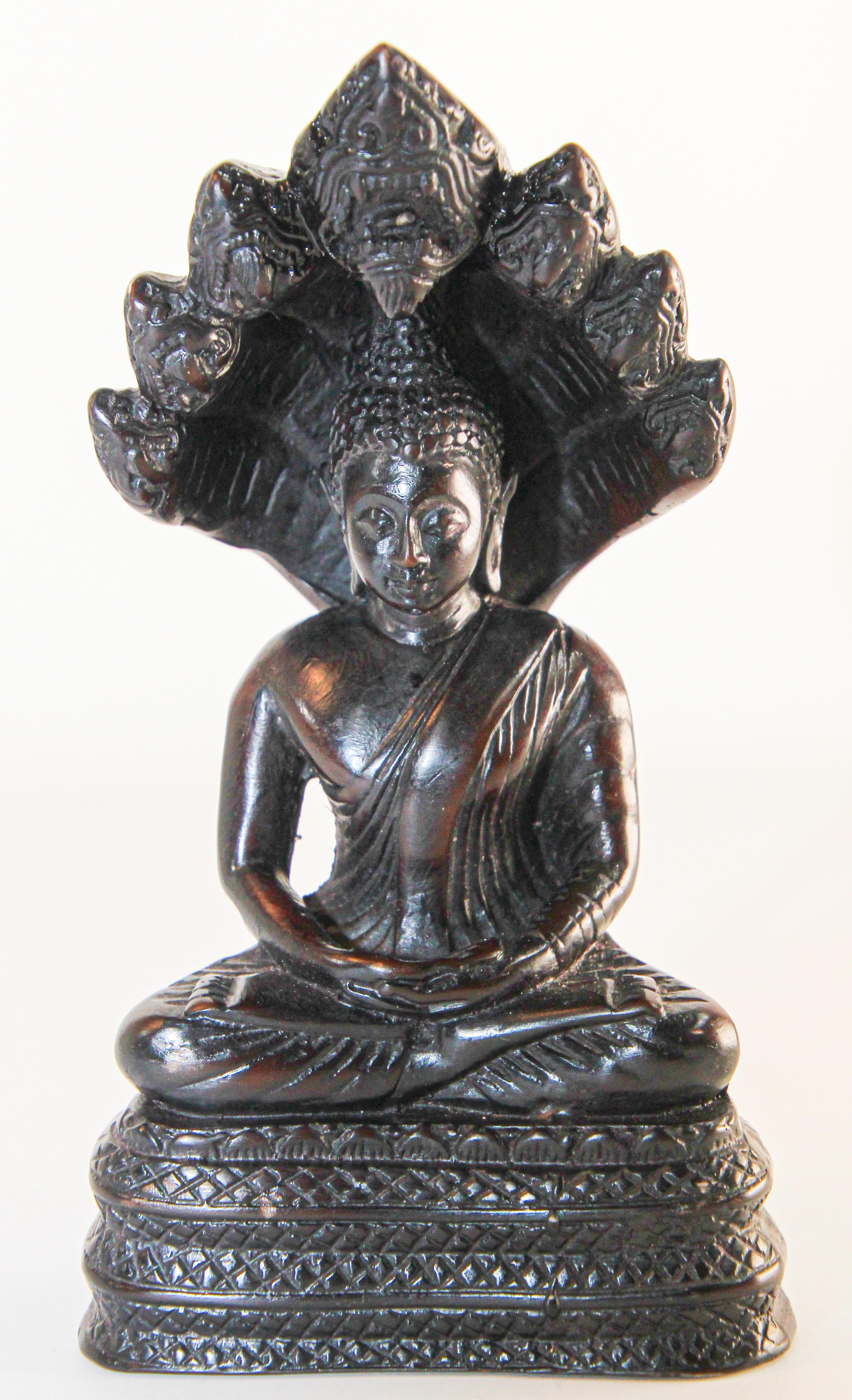 Vintage Naga Meditating Buddha Statue  In Good Condition For Sale In North Hollywood, CA