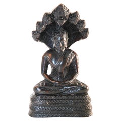 Antique Naga Meditating Buddha Statue 