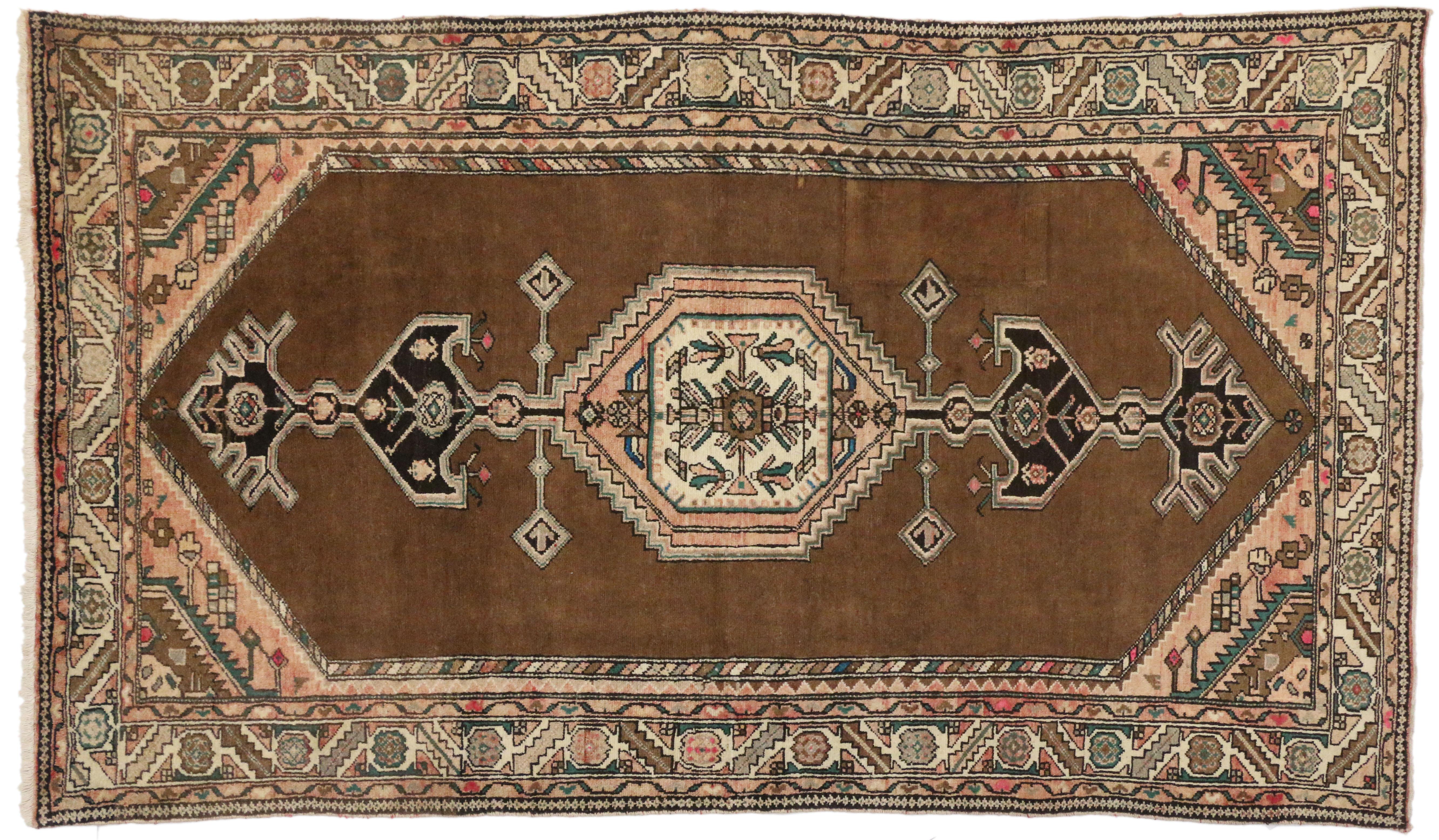 Vintage Nahavand Hamadan Accent Rug with Tribal Style In Good Condition For Sale In Dallas, TX