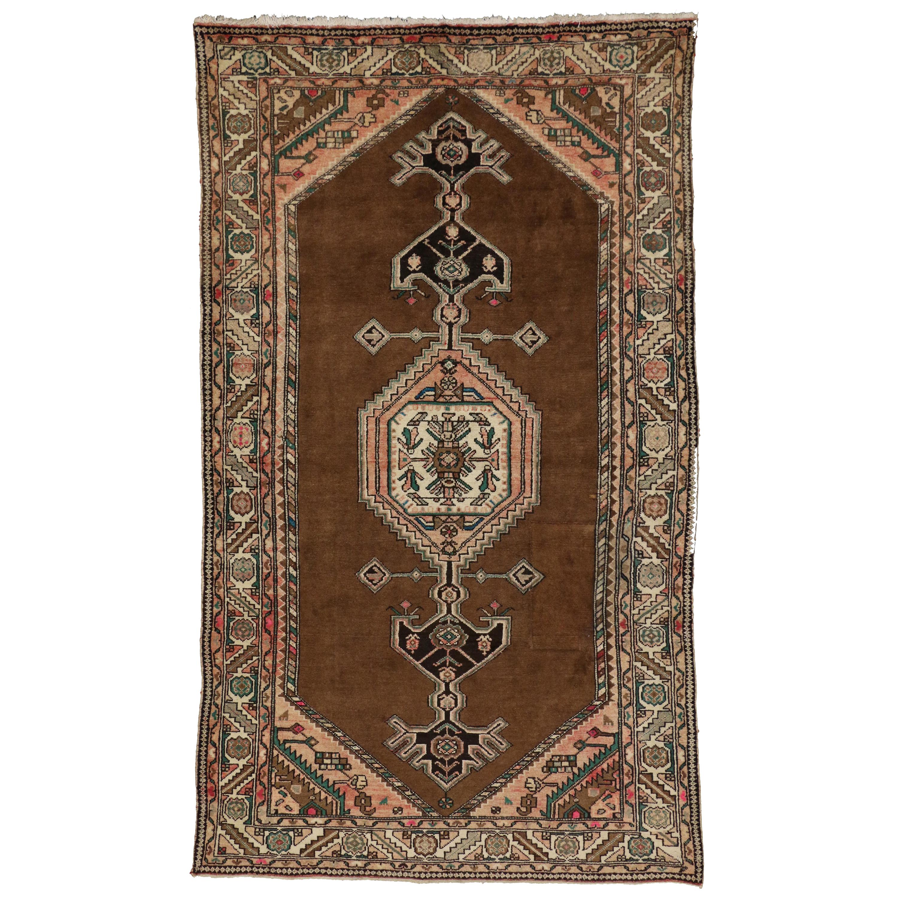 Vintage Nahavand Hamadan Accent Rug with Tribal Style For Sale
