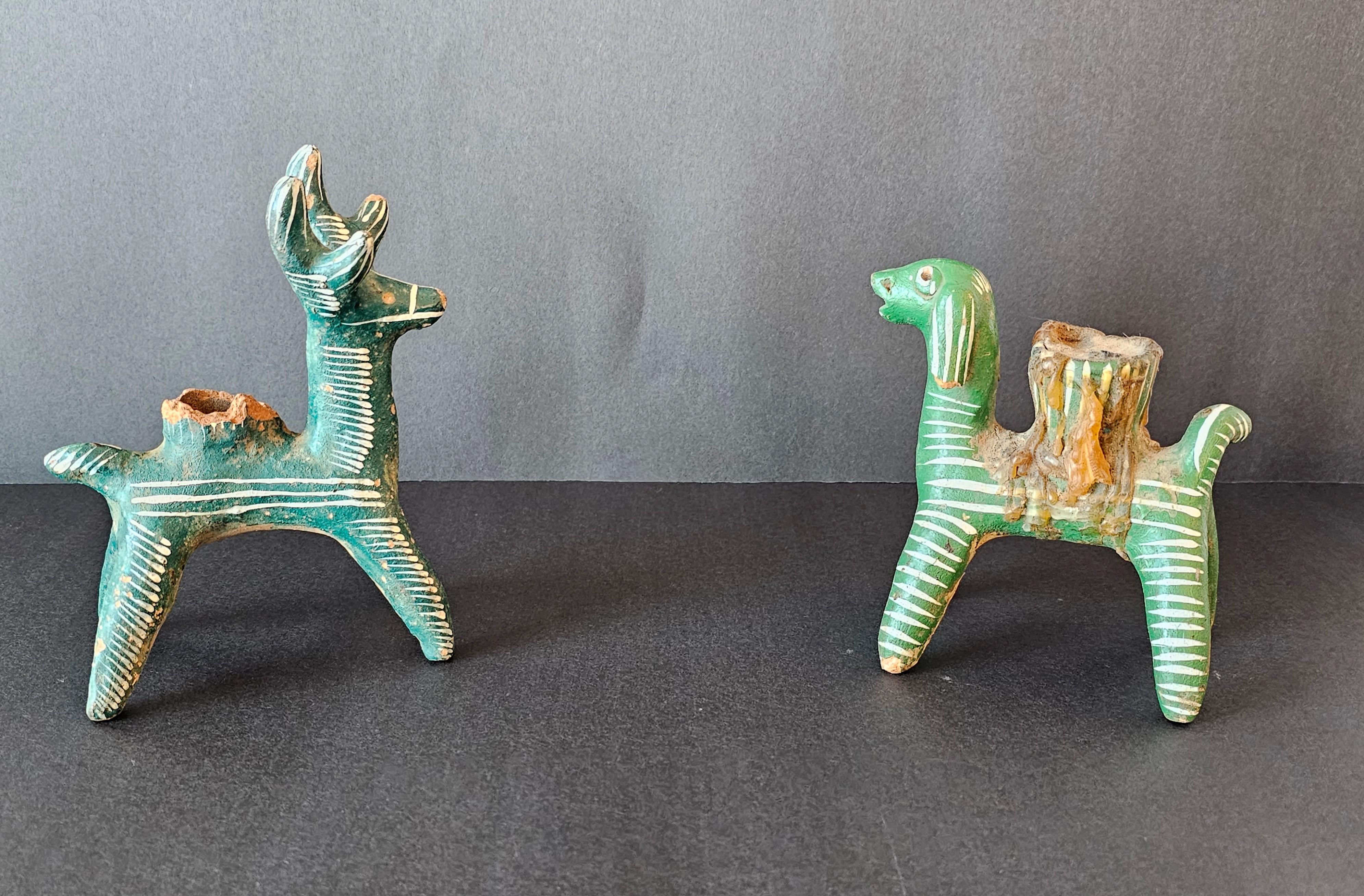 Vintage Nahua Pottery Chililico Hidalgo Mexican Folk Art Animal Candleholders For Sale 14