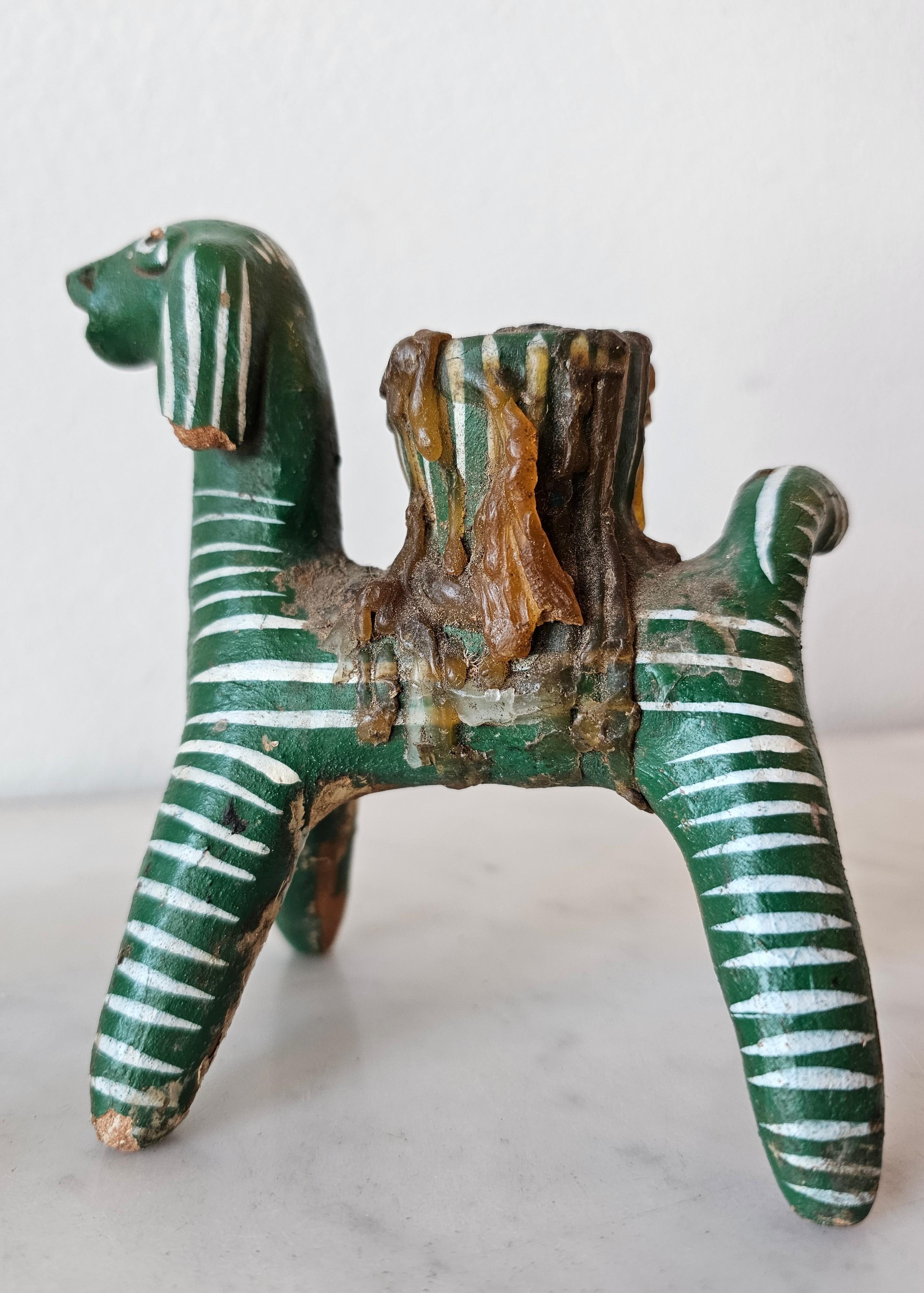 Vintage Nahua Pottery Chililico Hidalgo Mexican Folk Art Animal Candleholders For Sale 4