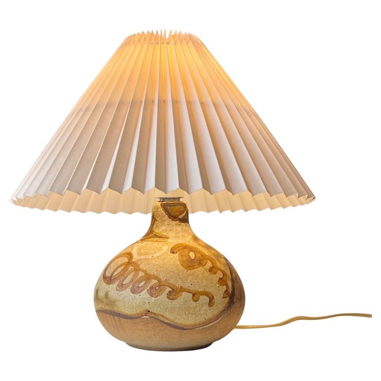 Vintage Naive Danish Ceramic Table Lamp in Earthy Tones Decor Automatism