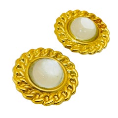 Vintage NANCY KATZ gold chain glass designer runway shoe clips