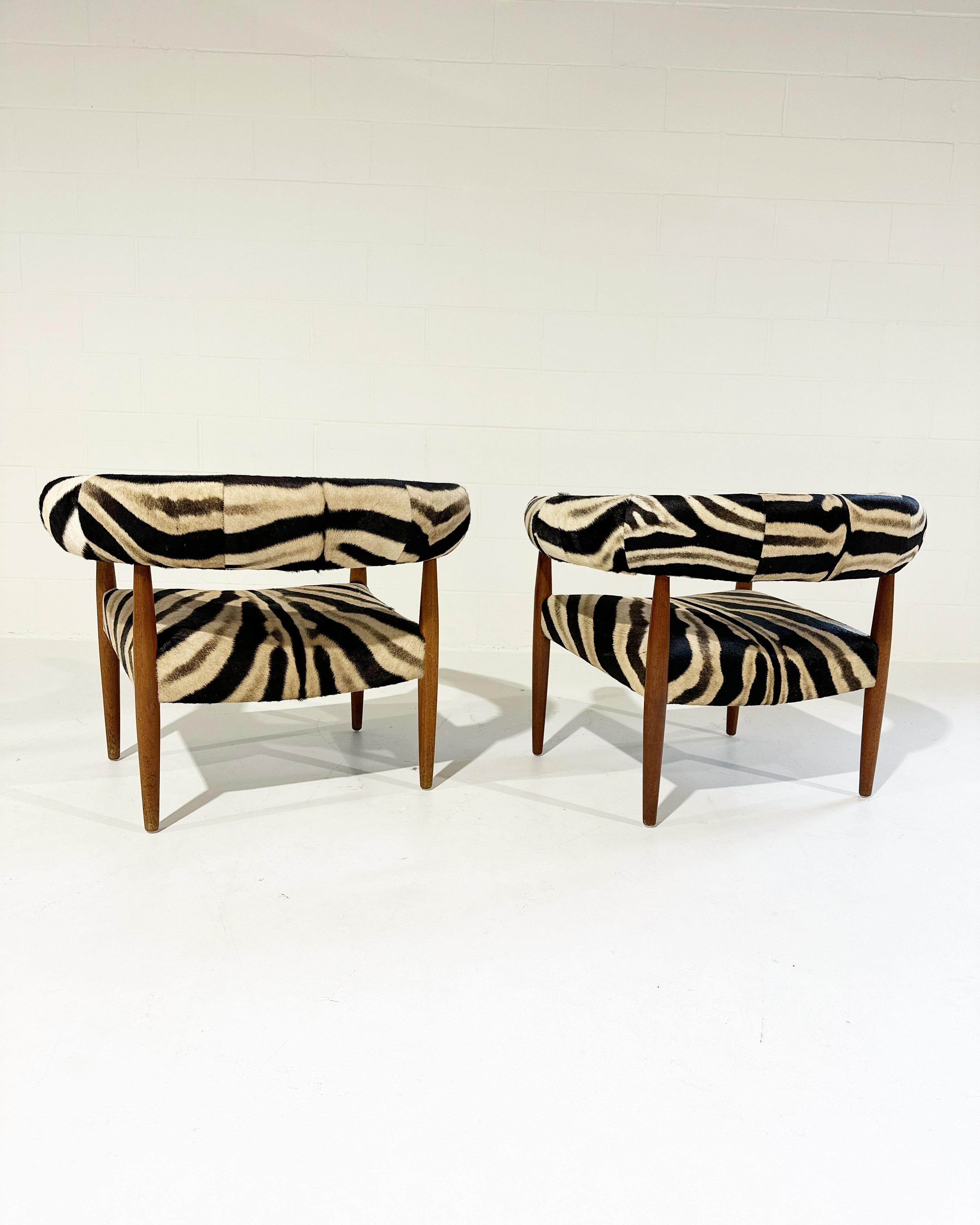 Vintage Nanna and Jorgen Ditzel Ring Lounge Chairs in Zebra Hide 4
